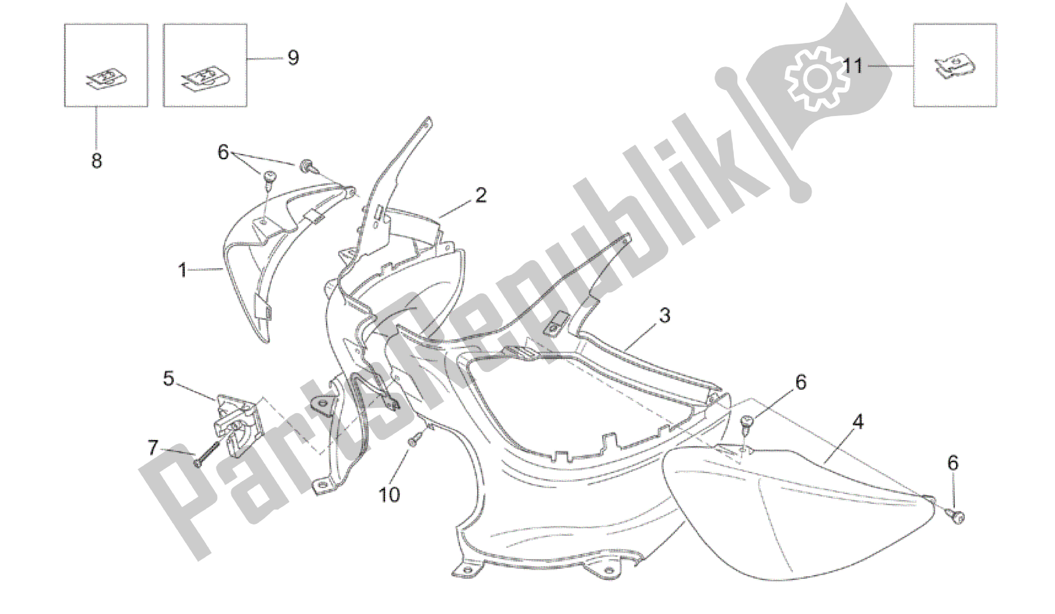 Wszystkie części do Nadwozie Tylne I Aprilia Mojito 50 1999 - 2003