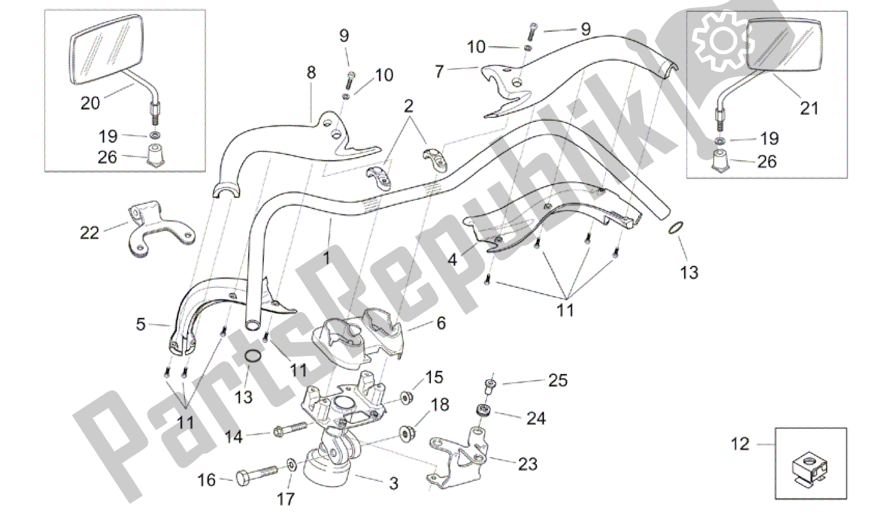 Tutte le parti per il Manubrio del Aprilia Mojito 50 1999 - 2003