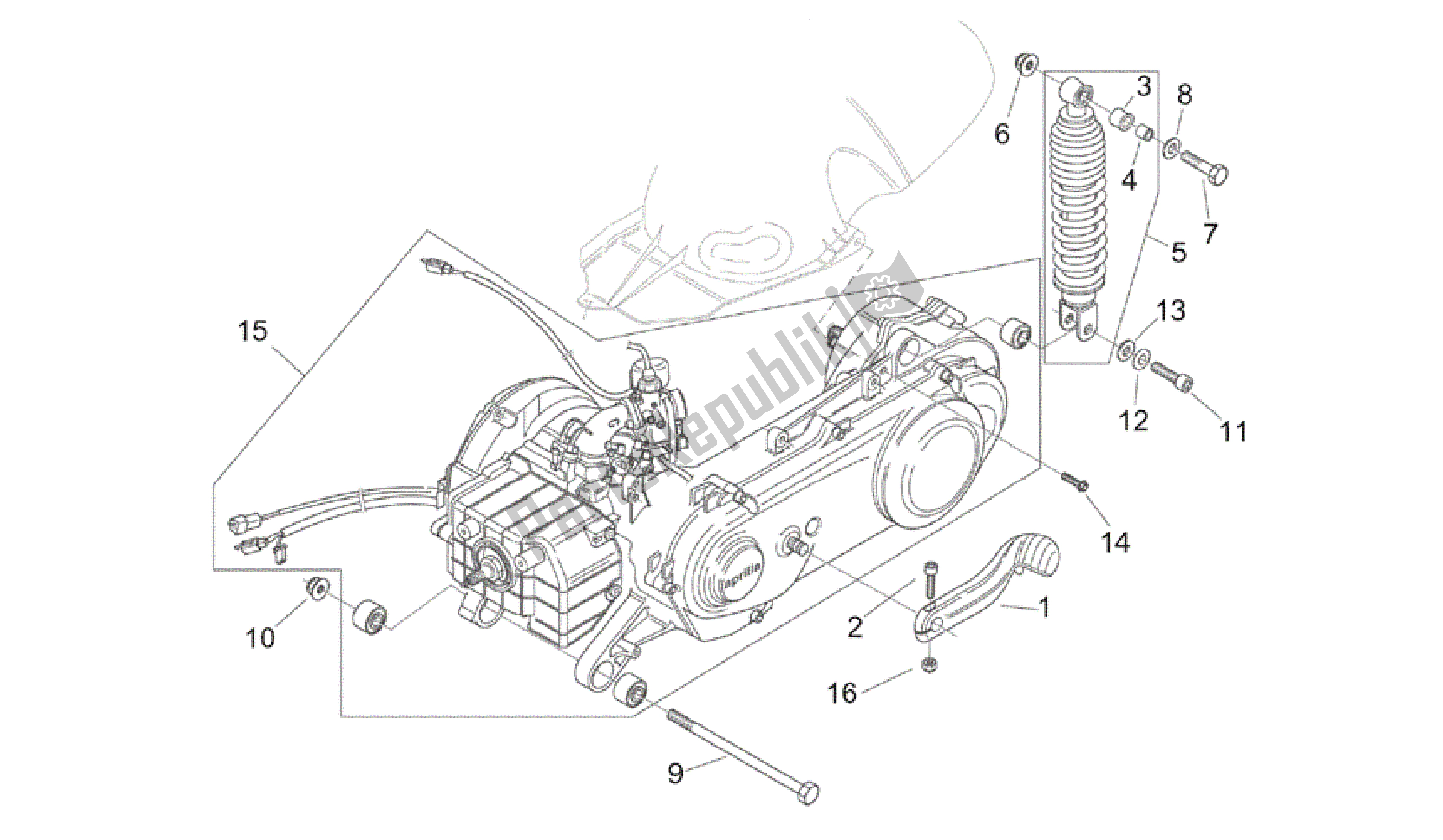 Alle Teile für das Motor - Hinterer Stoßdämpfer des Aprilia Mojito 50 1999 - 2003