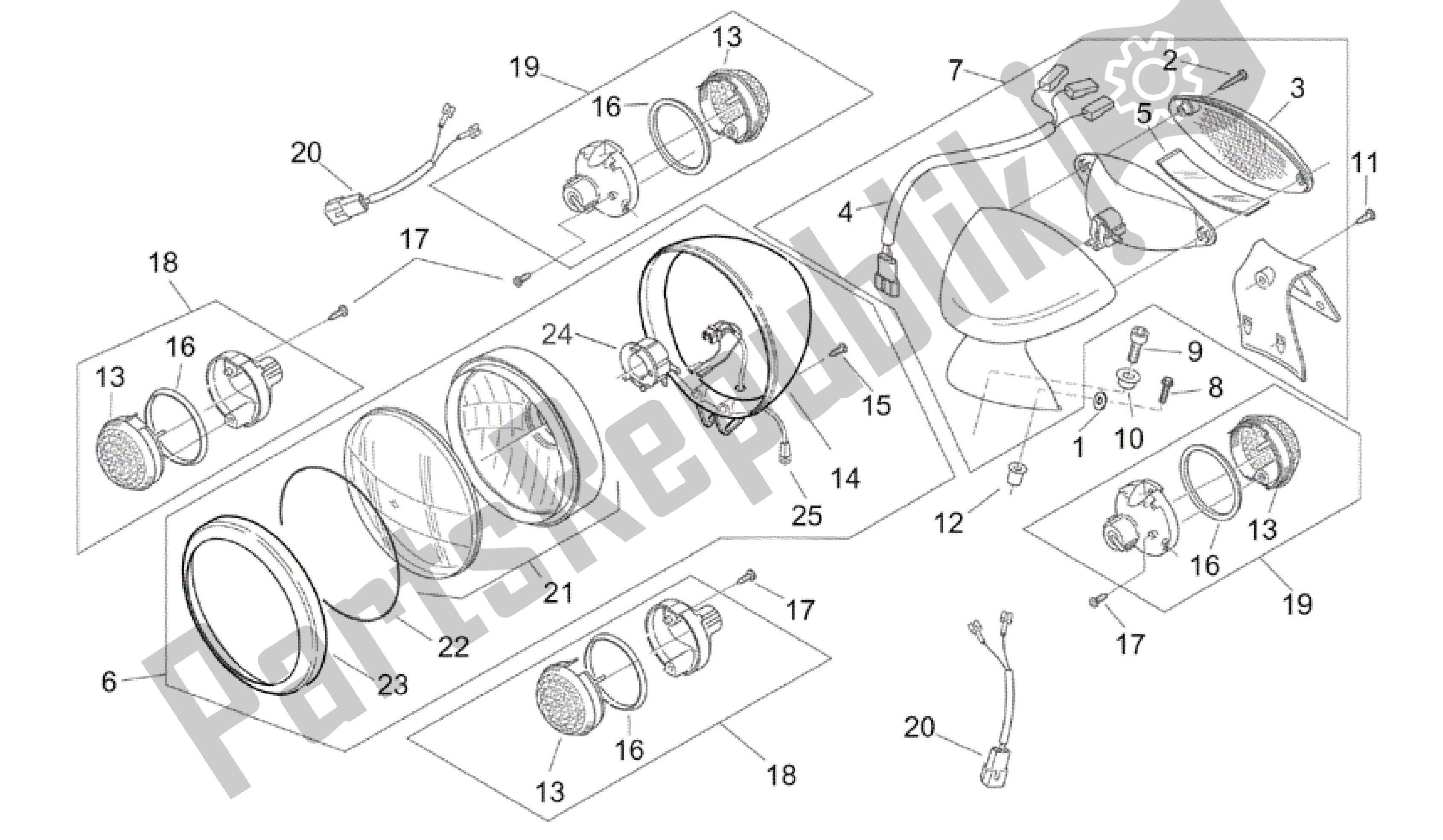 Todas las partes para Luces de Aprilia Mojito 50 1999 - 2003