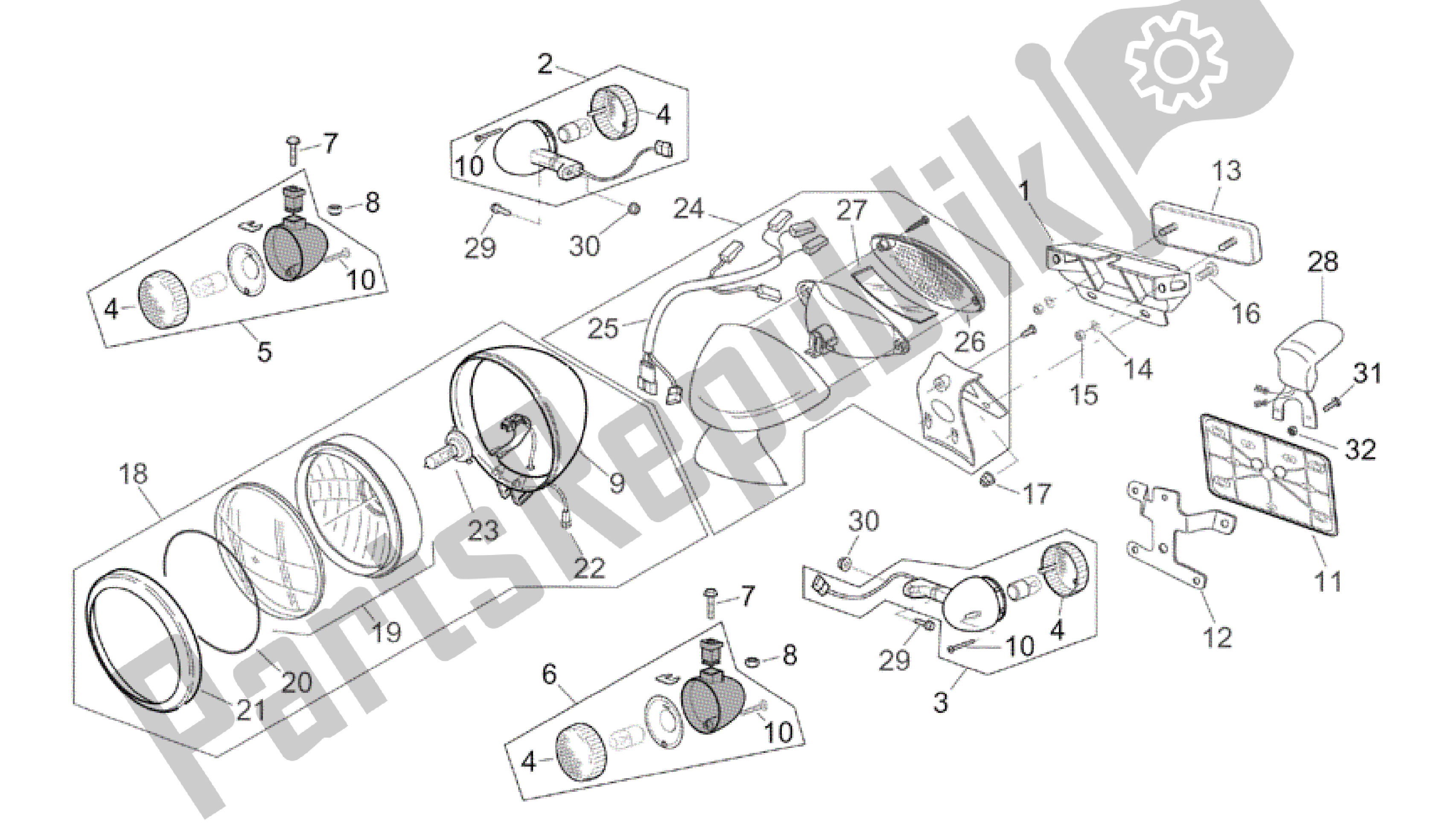 Tutte le parti per il Luci Degli Stati Uniti del Aprilia Mojito 50 1999 - 2003