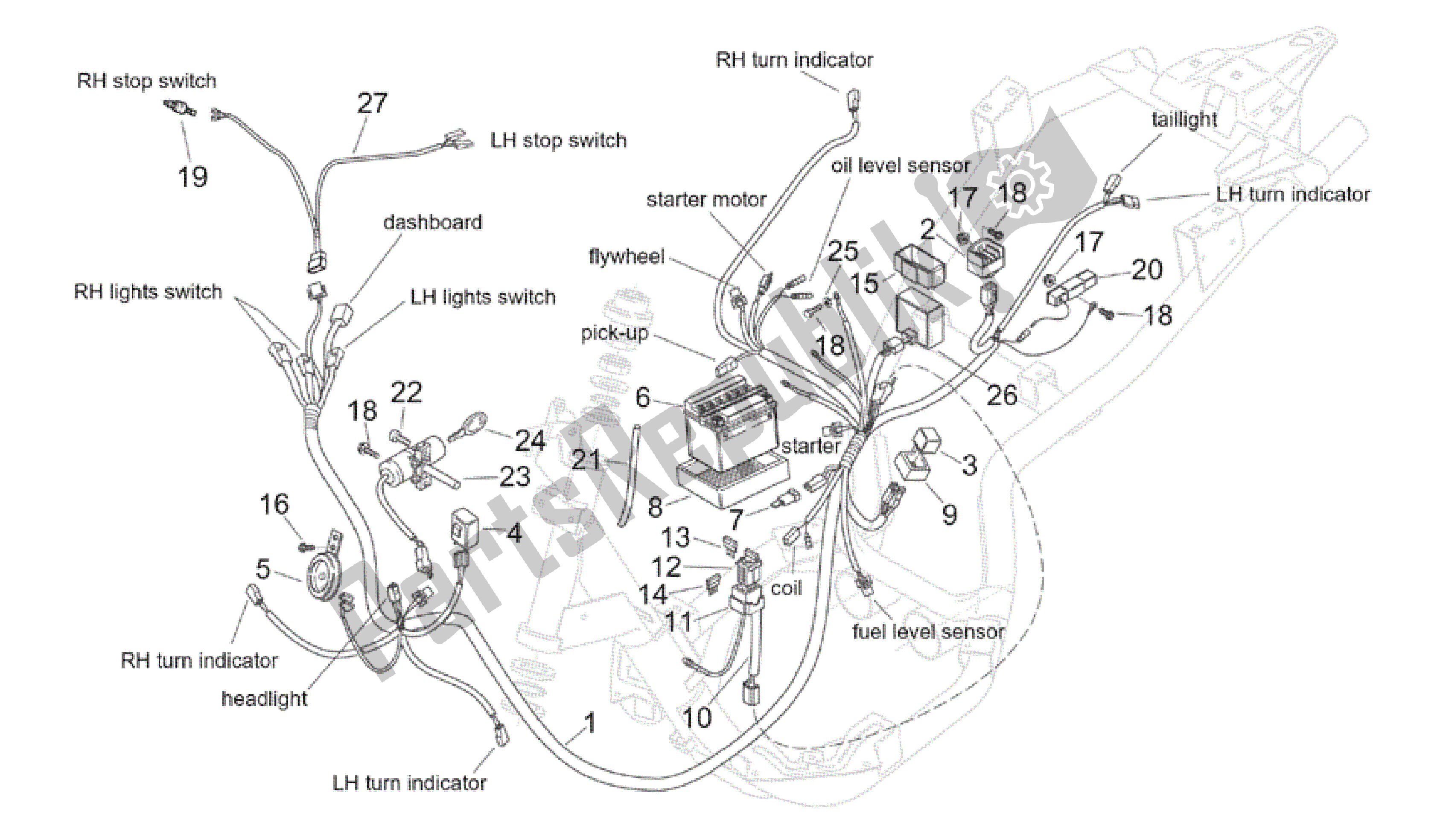 Toutes les pièces pour le Système électrique du Aprilia Mojito 50 1999 - 2003