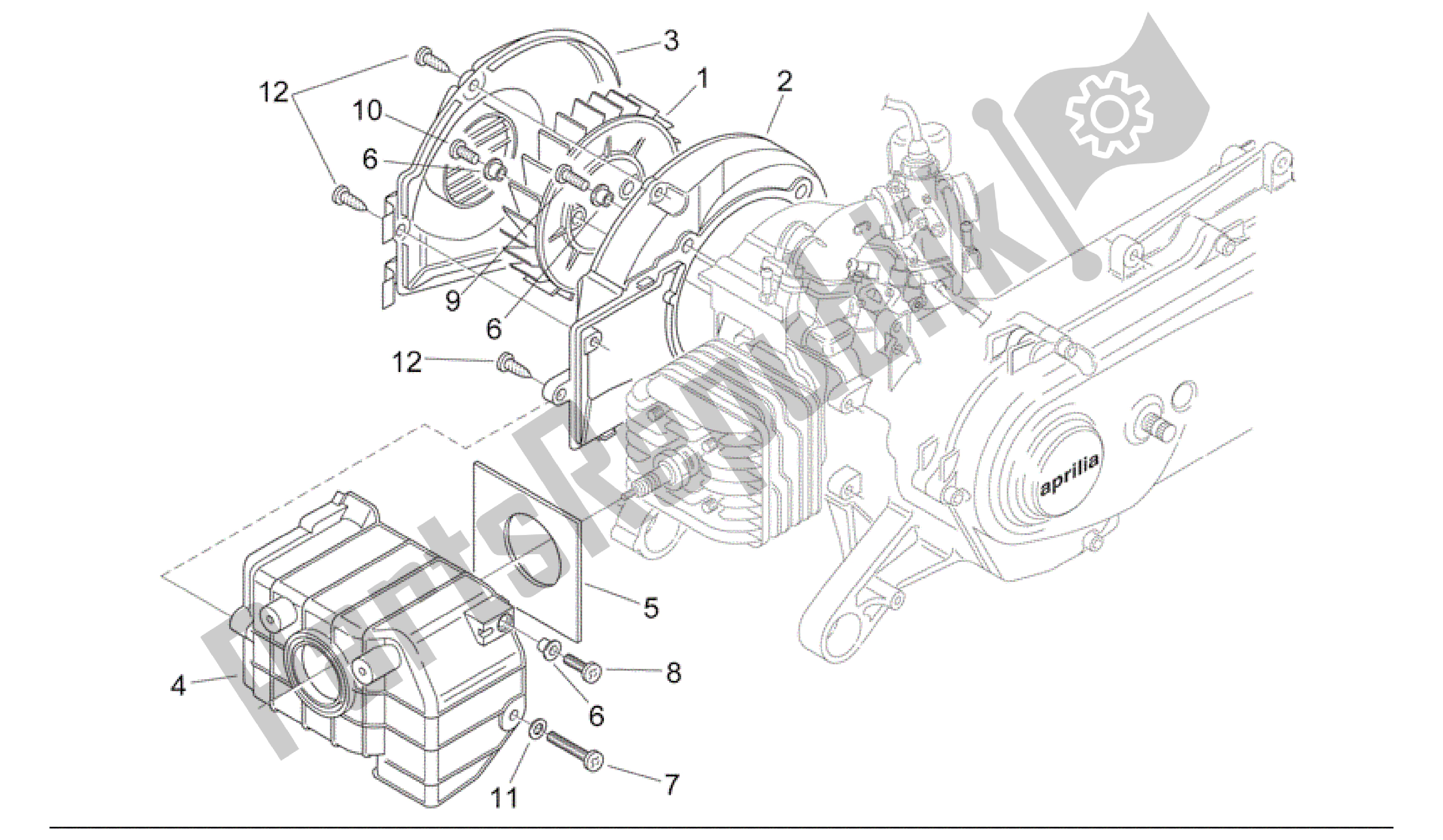 All parts for the Cooling Unit of the Aprilia Mojito 50 1999 - 2003