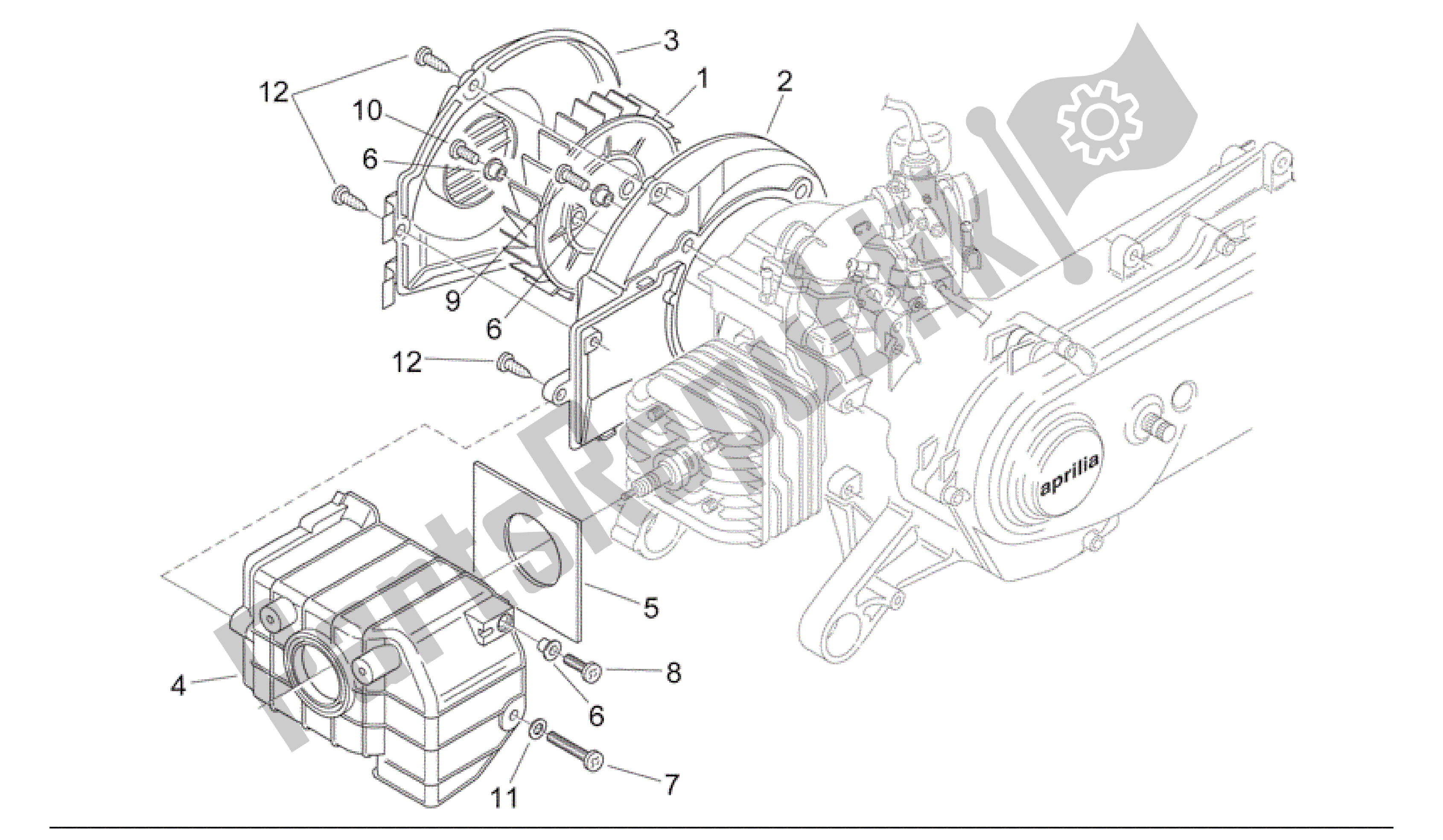 Alle onderdelen voor de Koelunit van de Aprilia Mojito 50 1999 - 2003