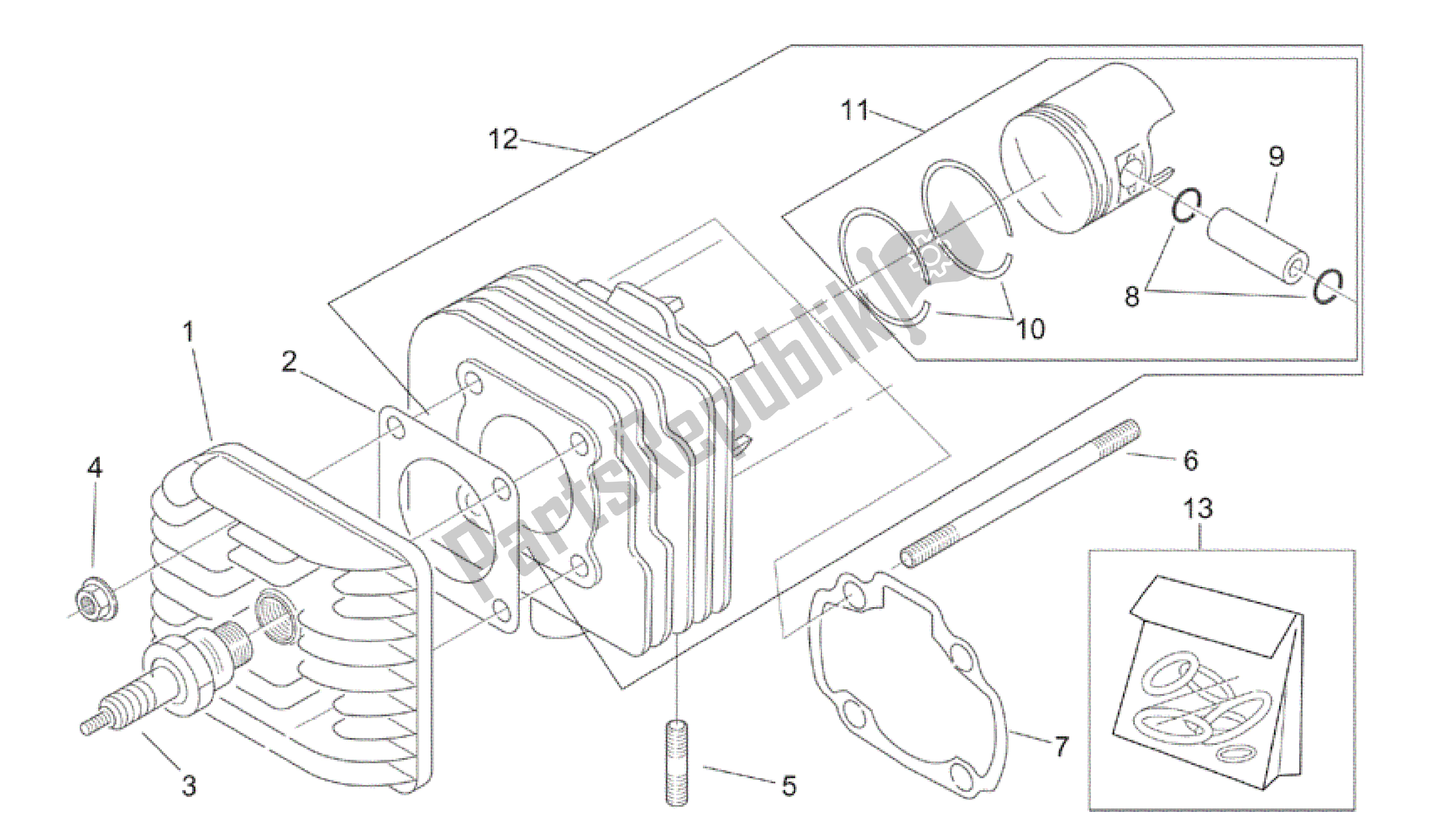 Toutes les pièces pour le Culasse du Aprilia Mojito 50 1999 - 2003