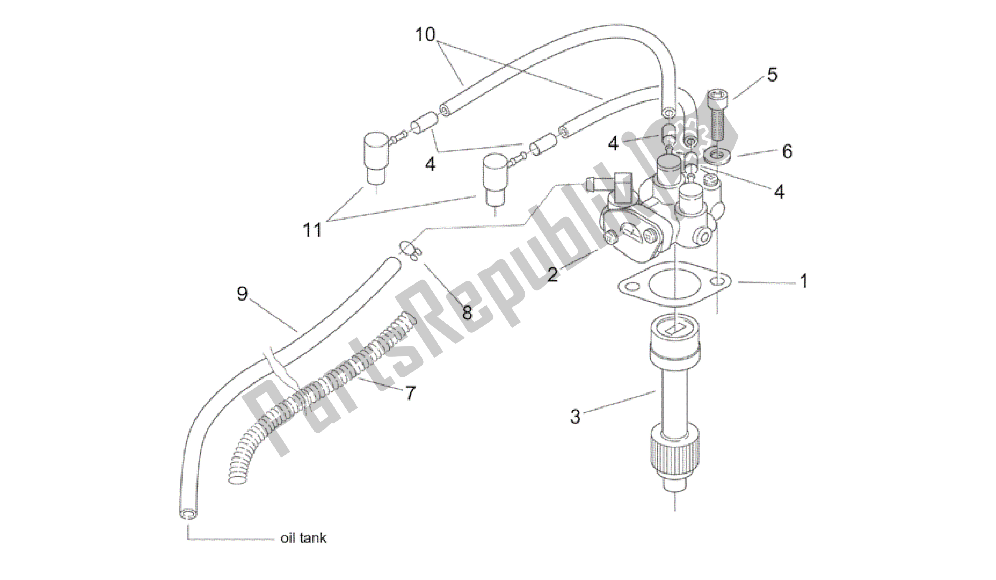 All parts for the Oil Pump of the Aprilia Mojito 50 1999 - 2003