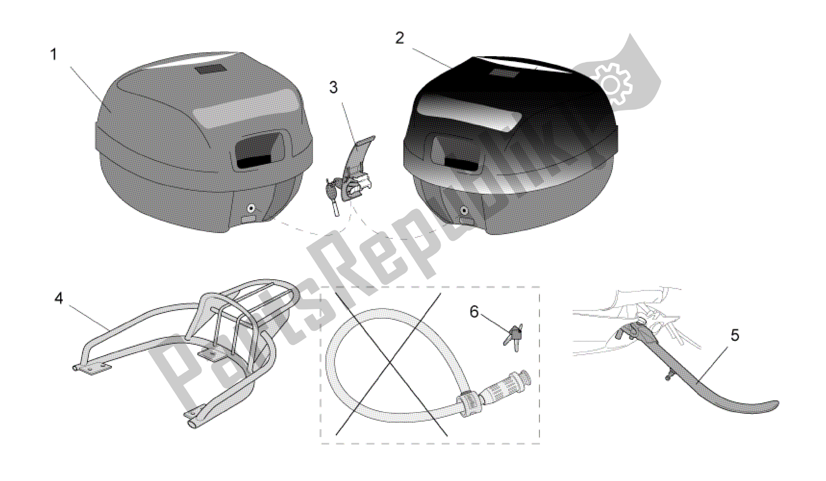 All parts for the Acc. - Top/cases-various of the Aprilia Mojito 50 1999 - 2003