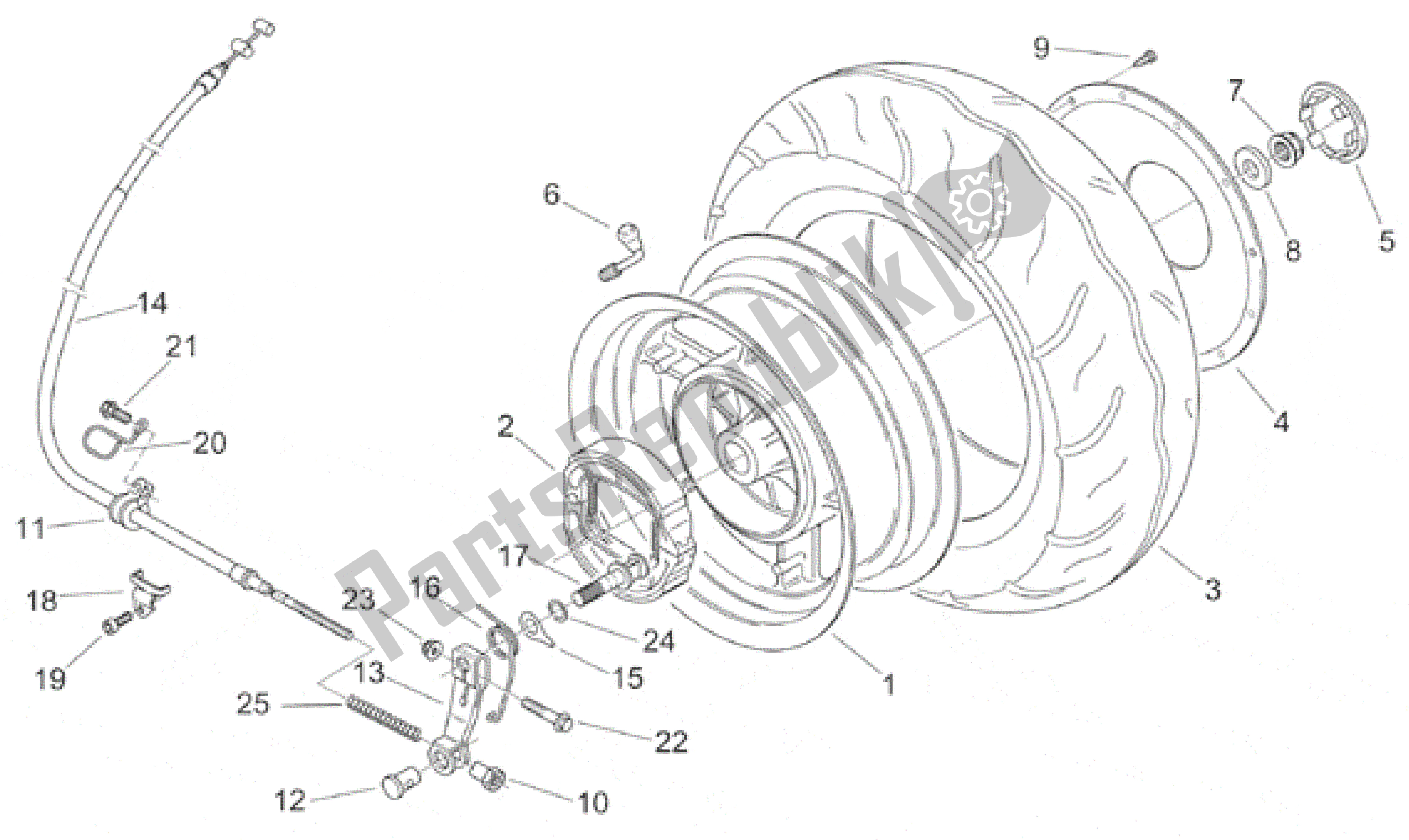 Todas las partes para Rueda Trasera de Aprilia Mojito 50 1999 - 2000