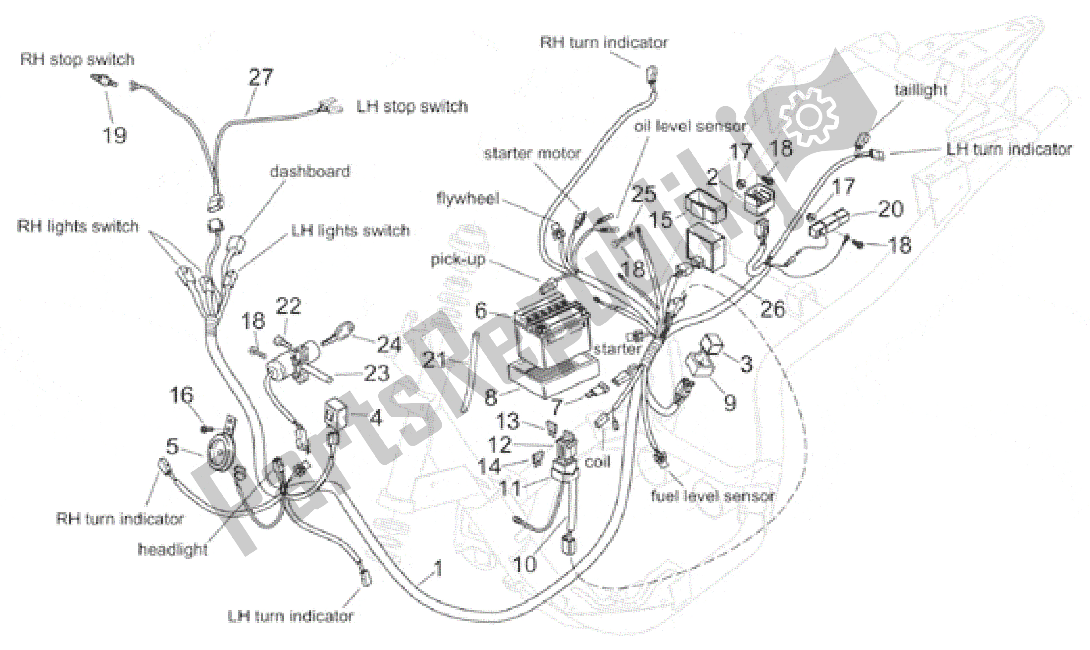 Todas las partes para Sistema Eléctrico de Aprilia Mojito 50 1999 - 2000