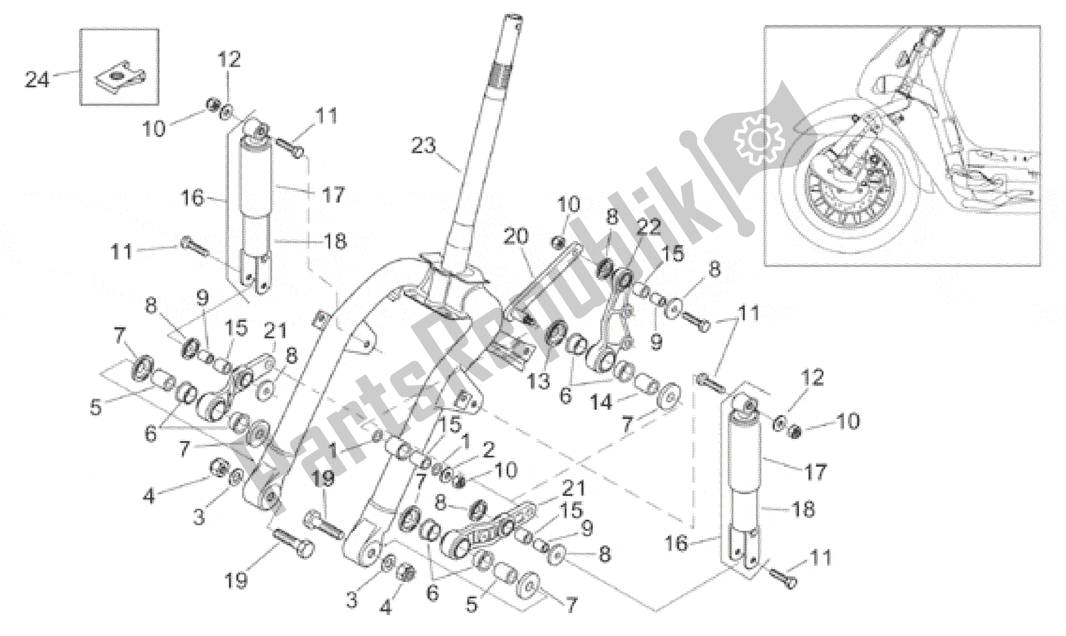 Todas las partes para Amortiguador Delantero de Aprilia Mojito 50 1999 - 2000