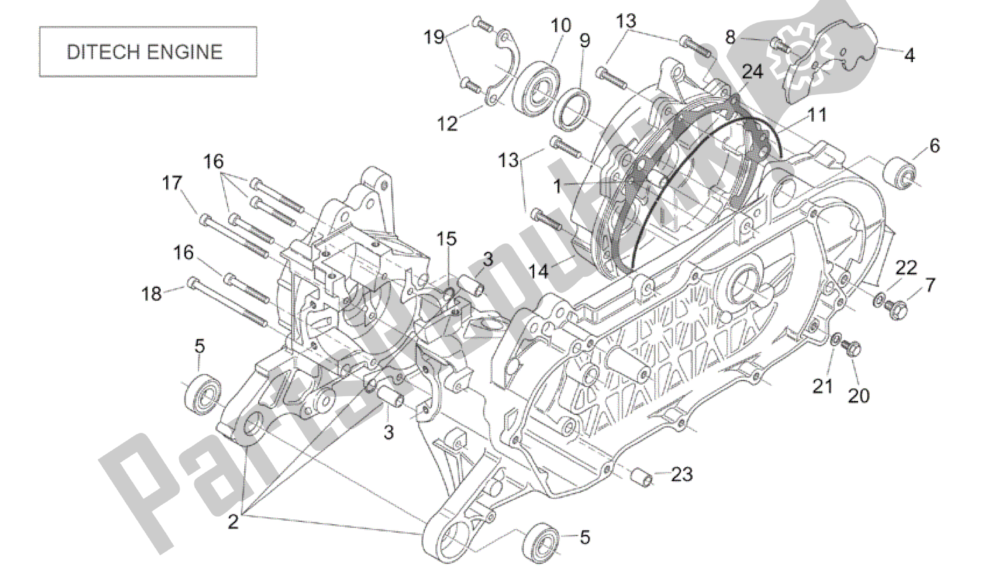 Toutes les pièces pour le Carter (ditech) du Aprilia SR 50 2000 - 2004