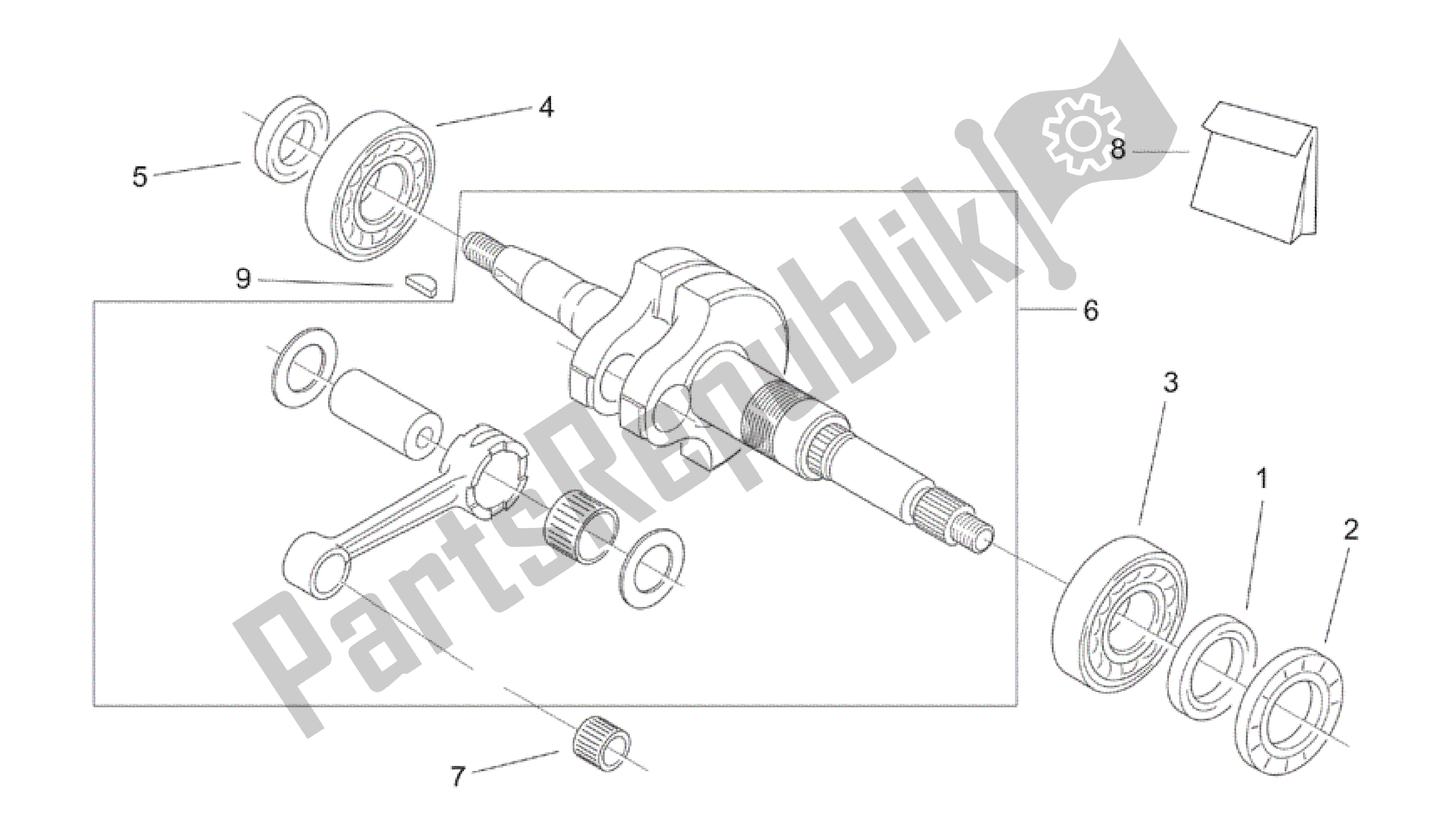 All parts for the Drive Shaft of the Aprilia SR 50 2000 - 2004