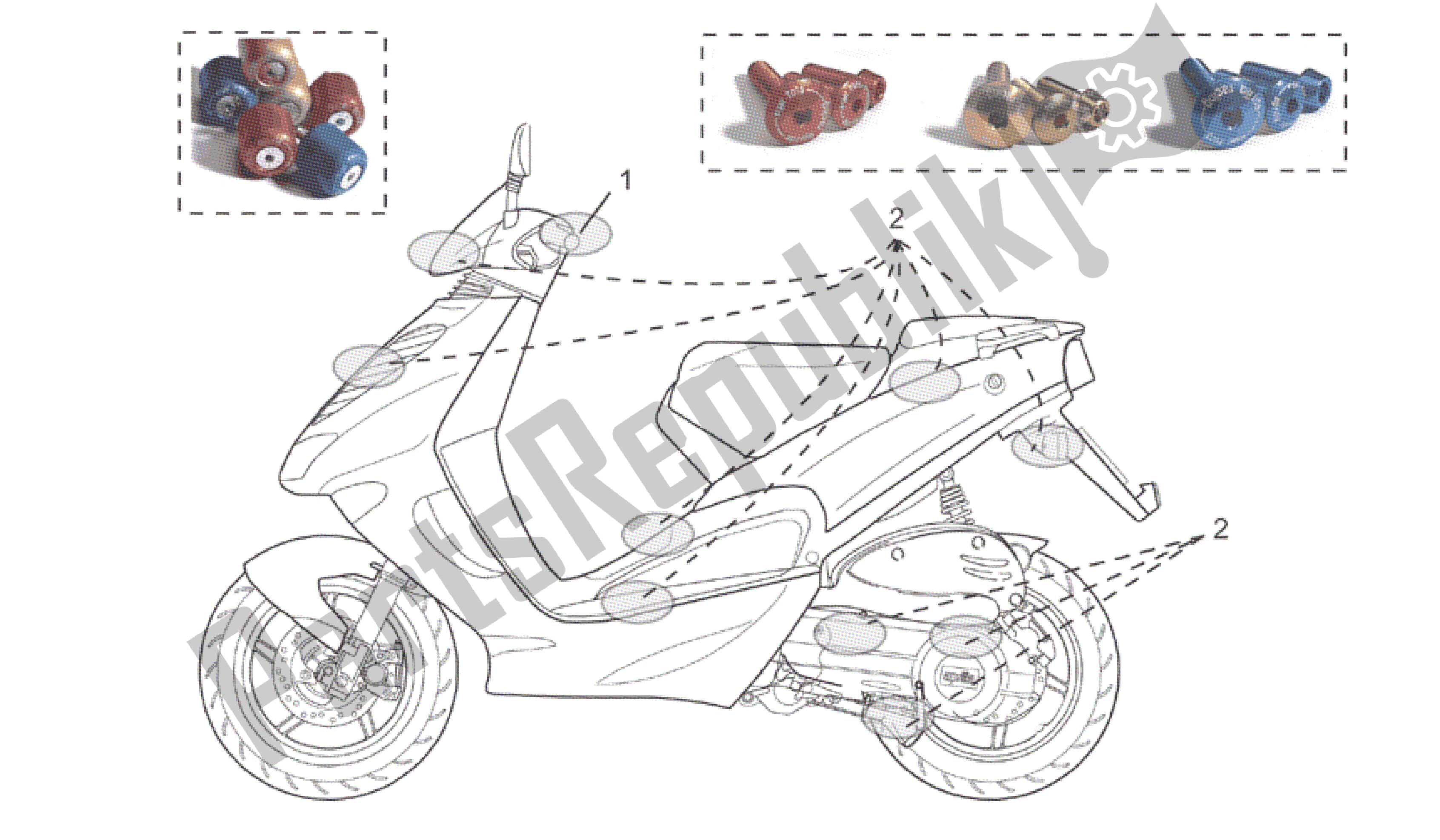 All parts for the Acc. - Cyclistic Components of the Aprilia SR 50 2000 - 2004