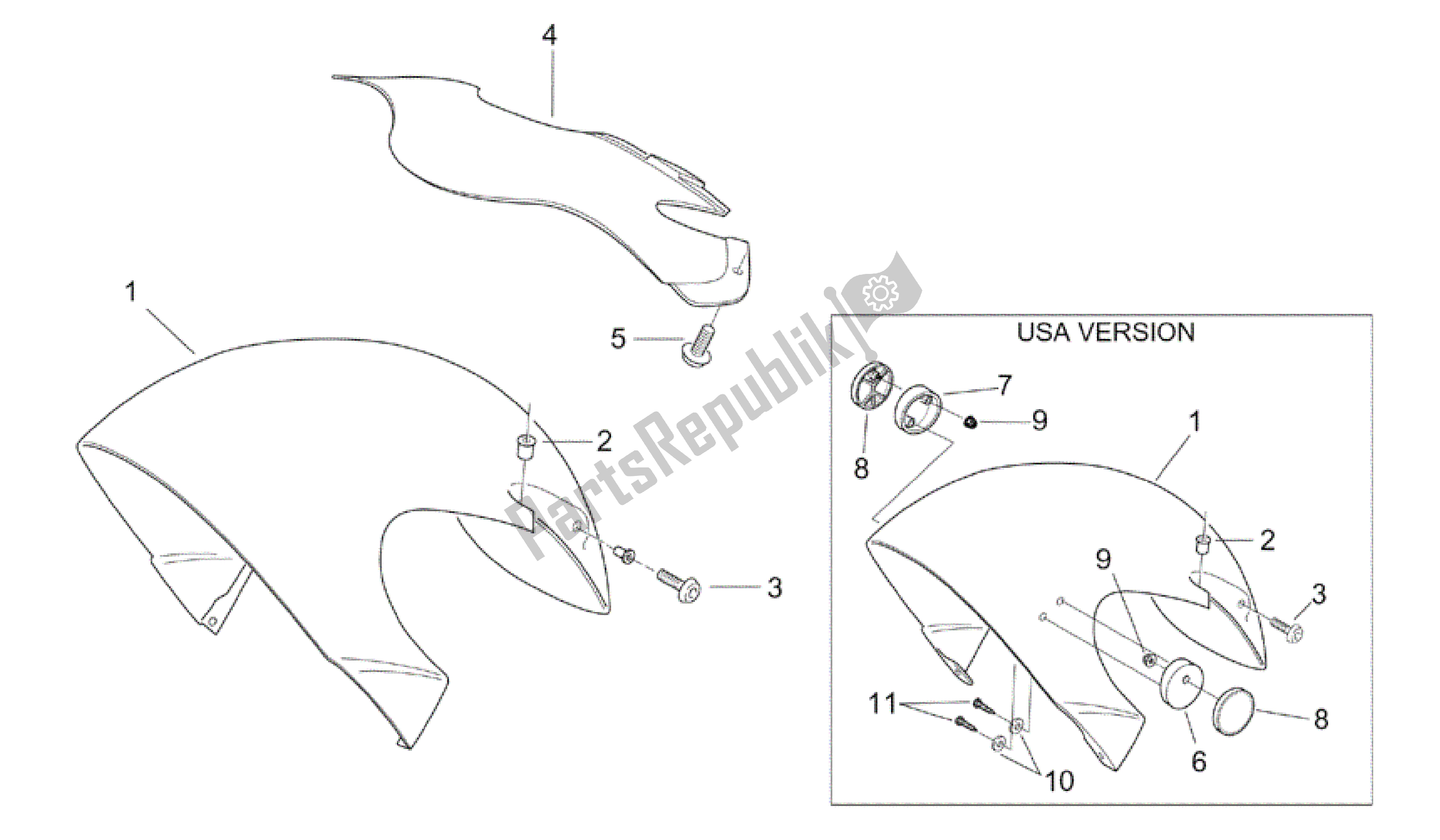 Tutte le parti per il Corpo Anteriore Iv del Aprilia SR 50 2000 - 2004