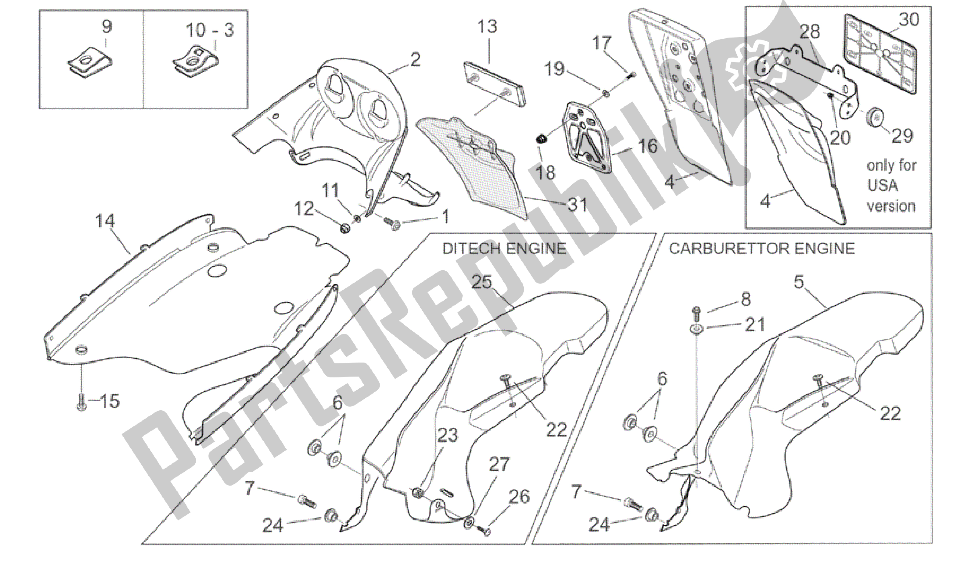 Wszystkie części do Nadwozie Tylne Iii Aprilia SR 50 2000 - 2004