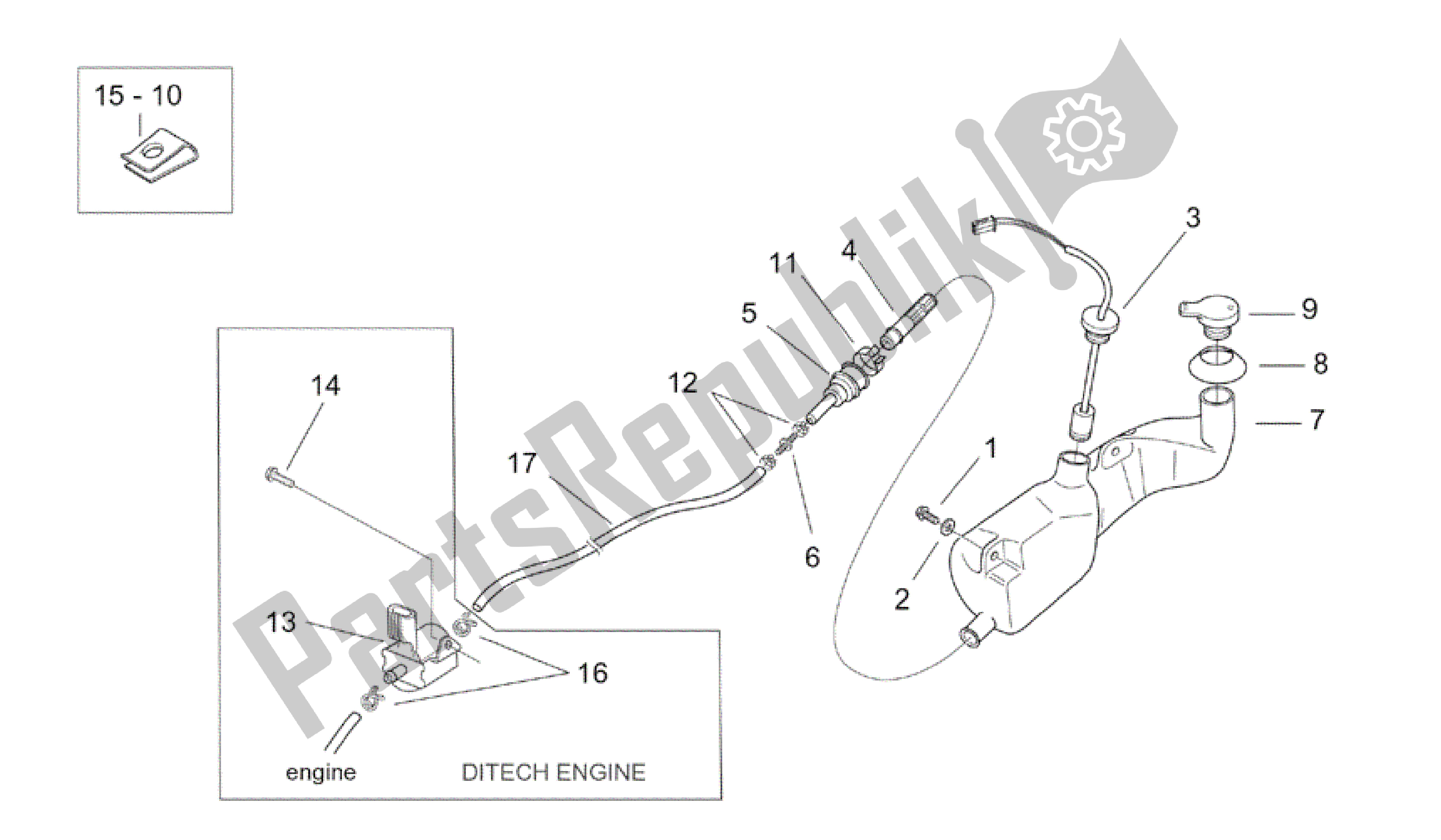 Toutes les pièces pour le Cuve à Mazout du Aprilia SR 50 2000 - 2004