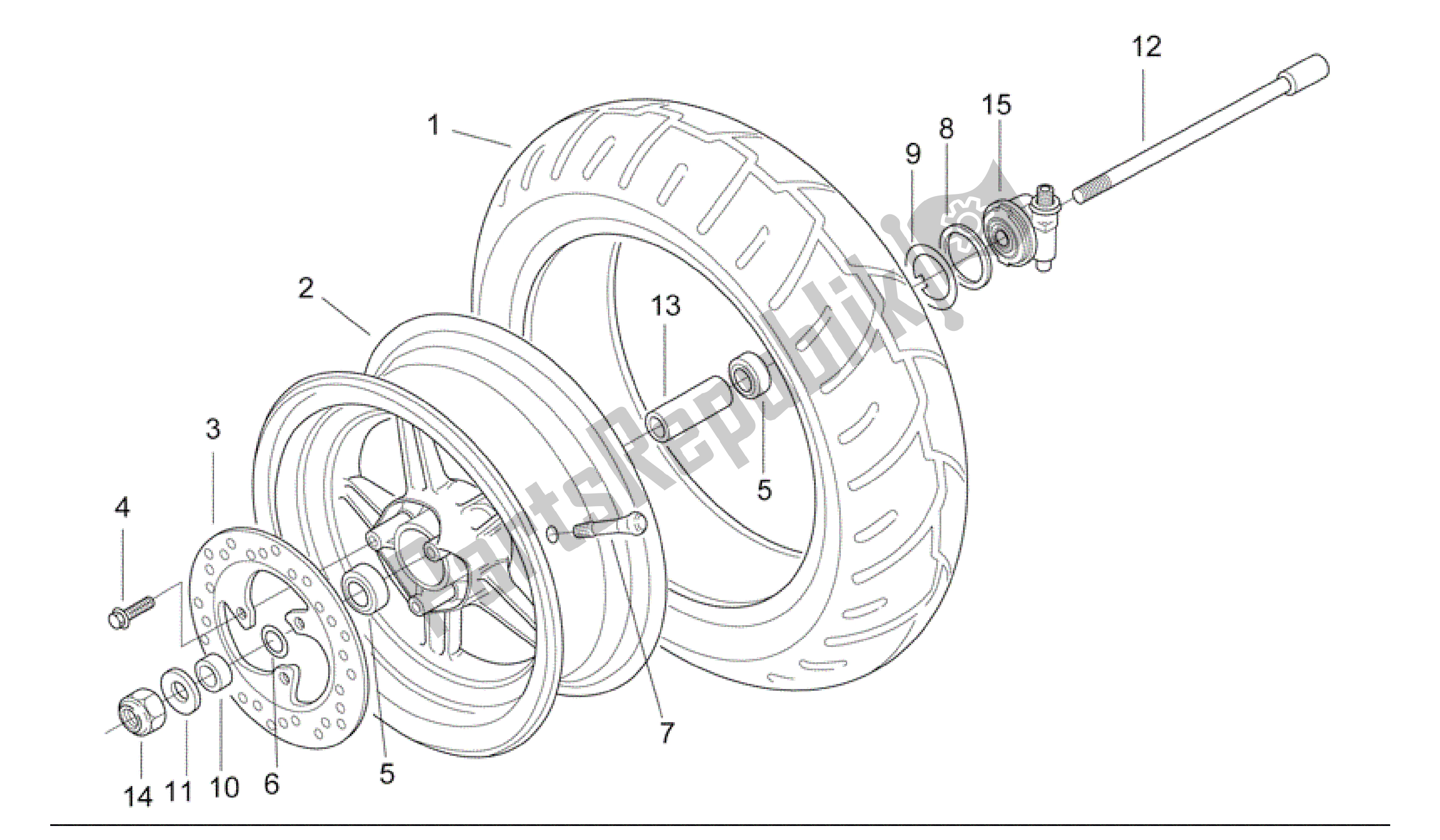 Todas las partes para Rueda Delantera de Aprilia SR 50 2000 - 2004