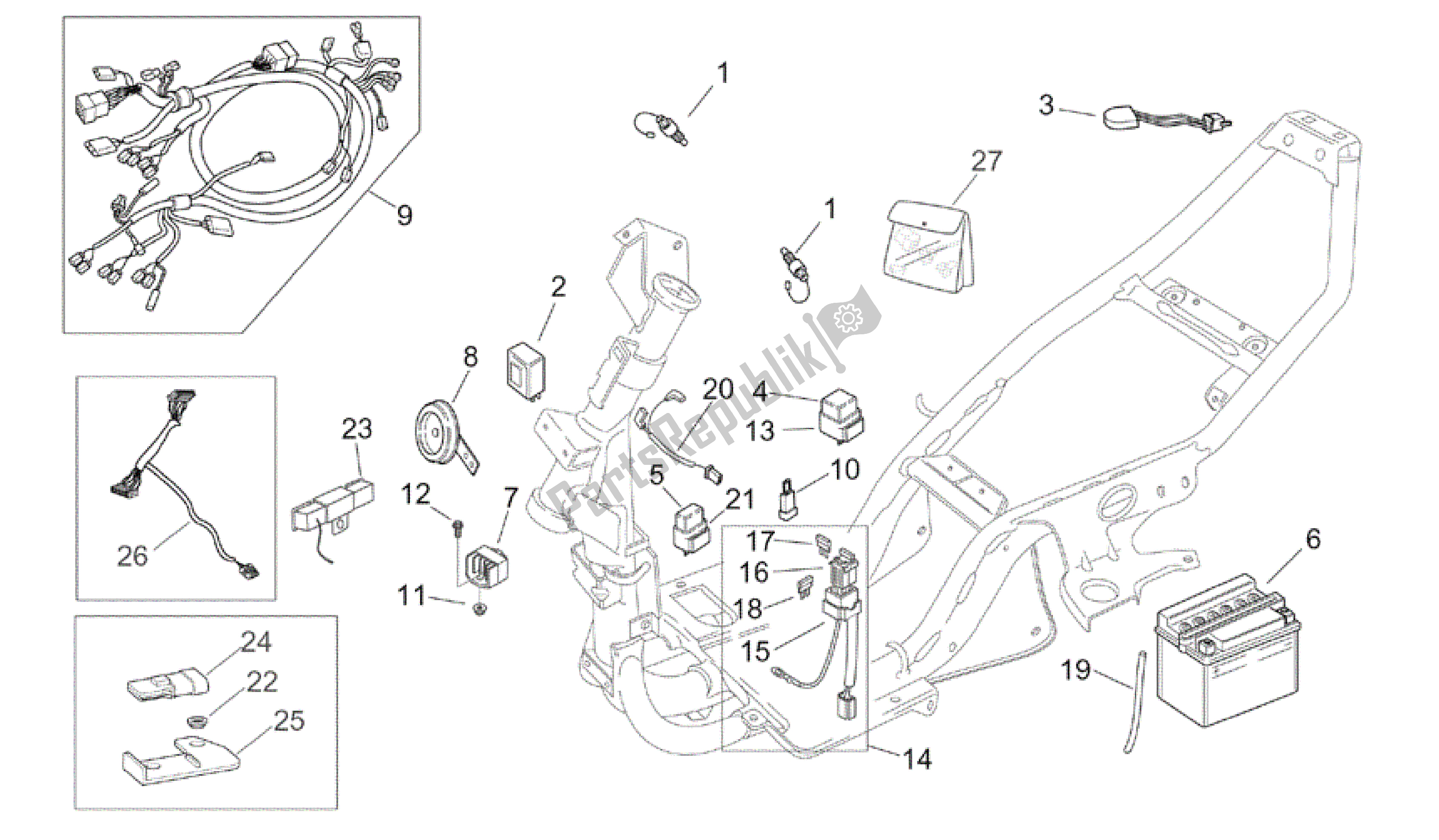 All parts for the Electrical System of the Aprilia SR 50 2000 - 2004