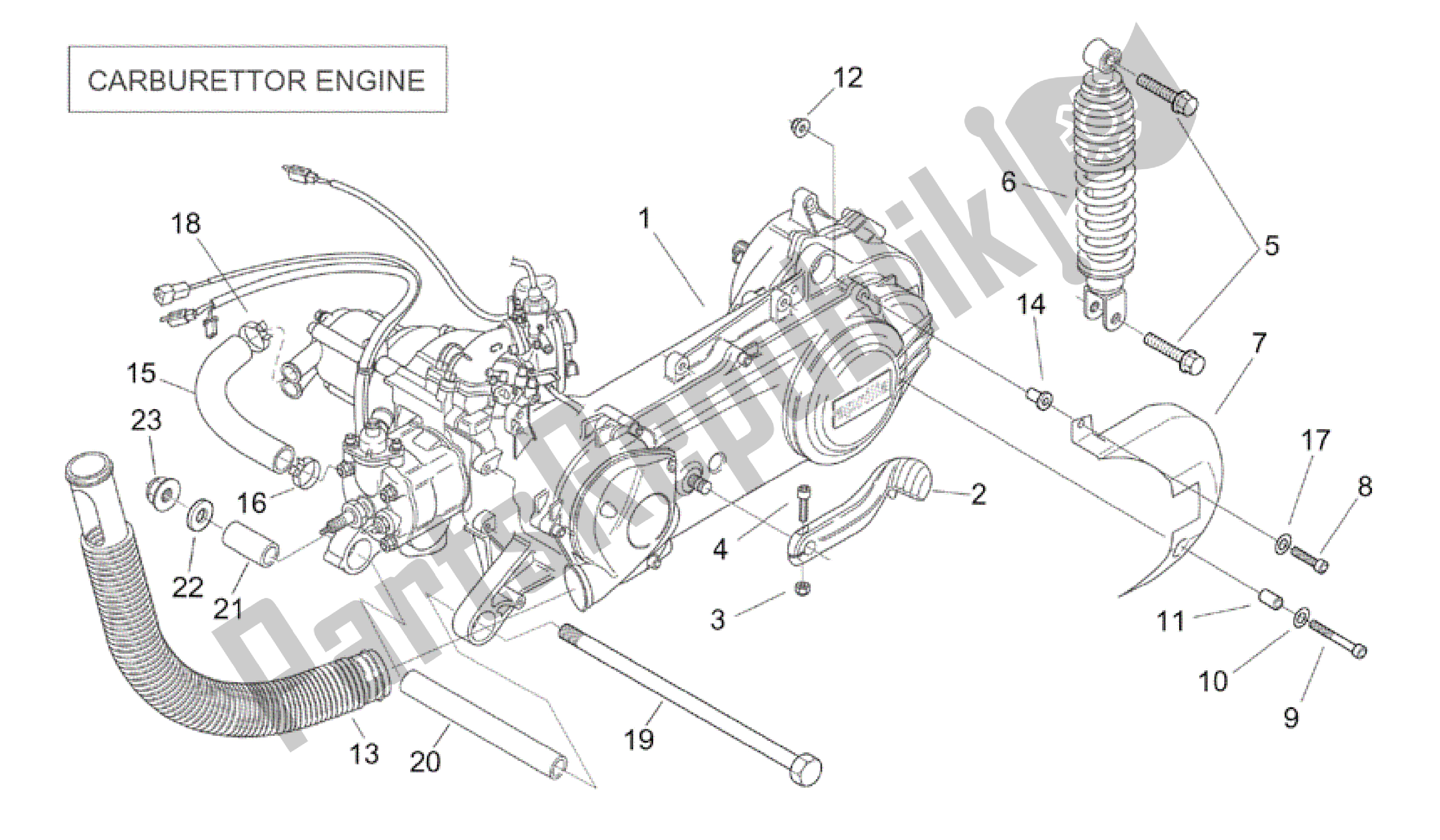 All parts for the Engine (carburettor) of the Aprilia SR 50 2000 - 2004