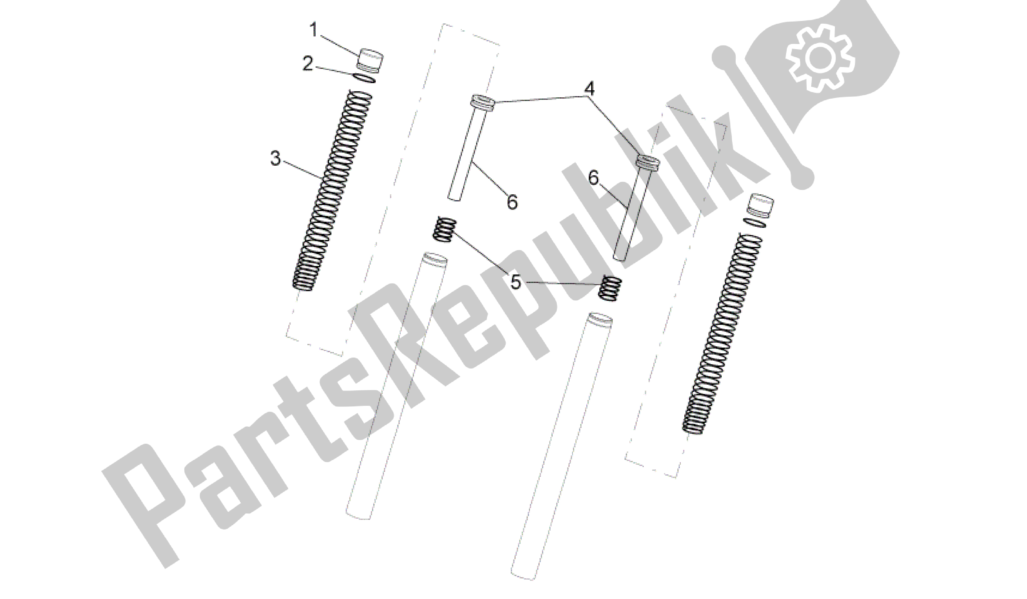 All parts for the Fork Ii of the Aprilia SR 50 2004 - 2009