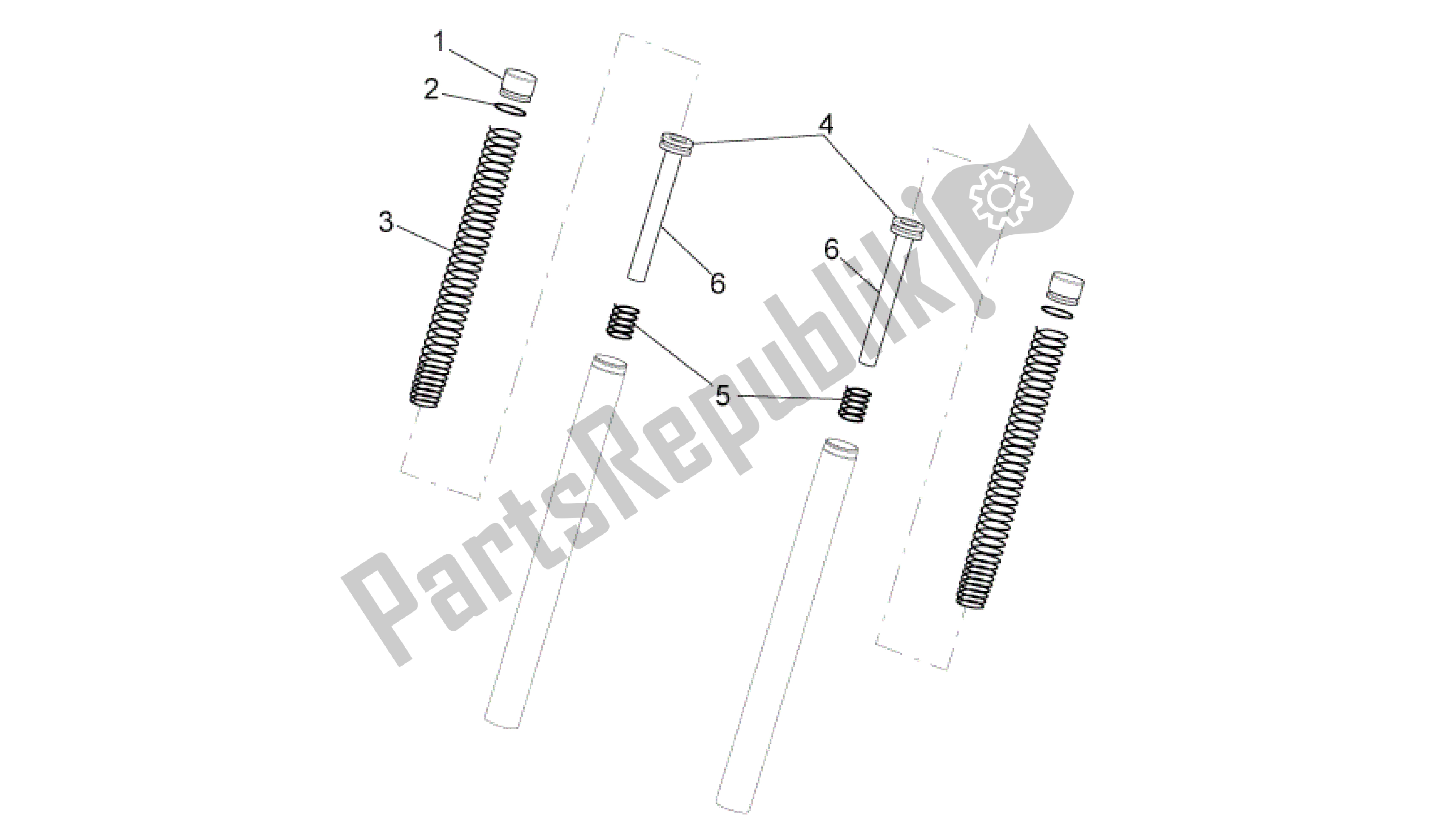 All parts for the Fork Ii of the Aprilia SR 50 2004 - 2009