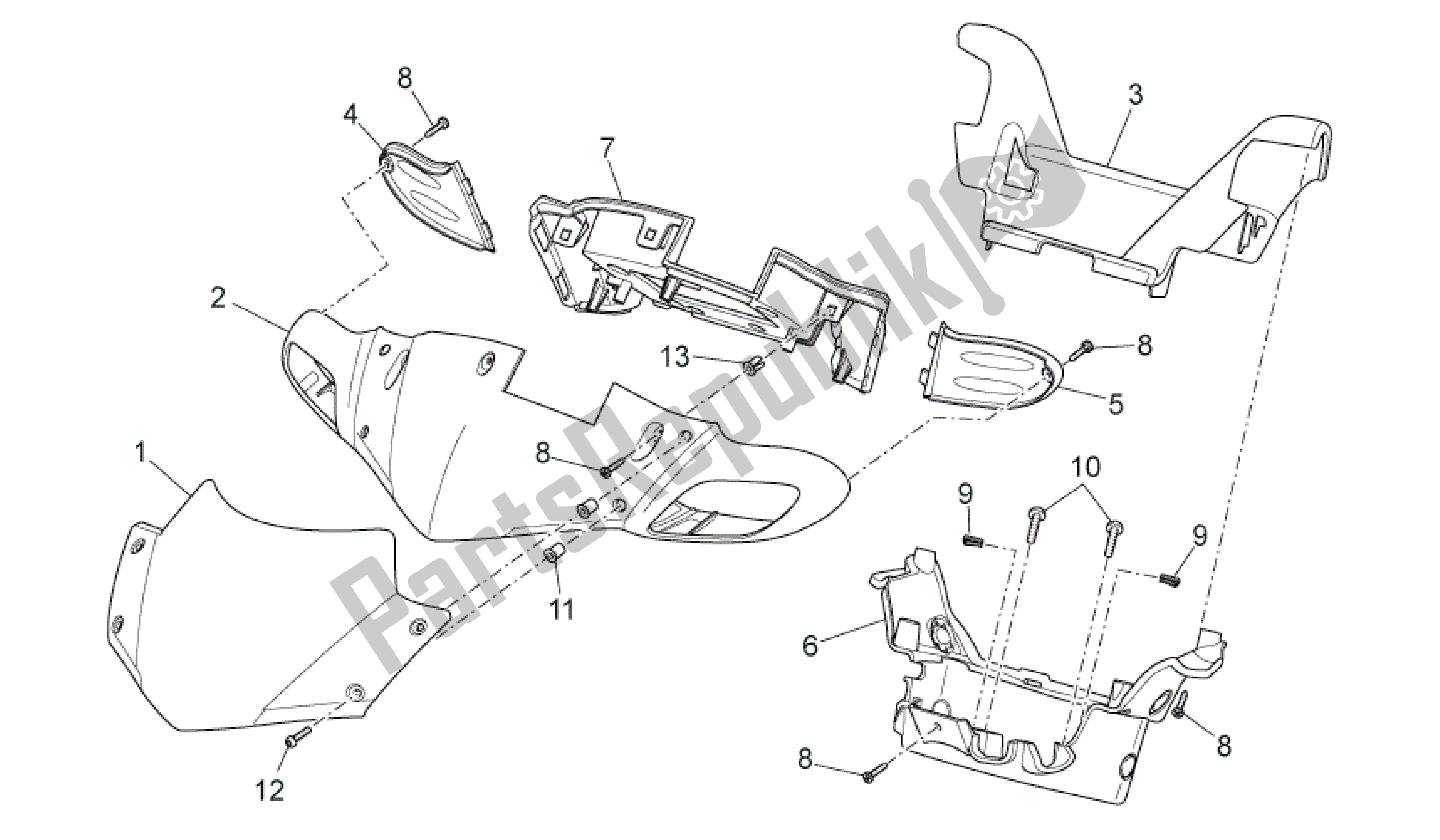 Alle Teile für das Vorderkörper I des Aprilia SR 50 2004 - 2009