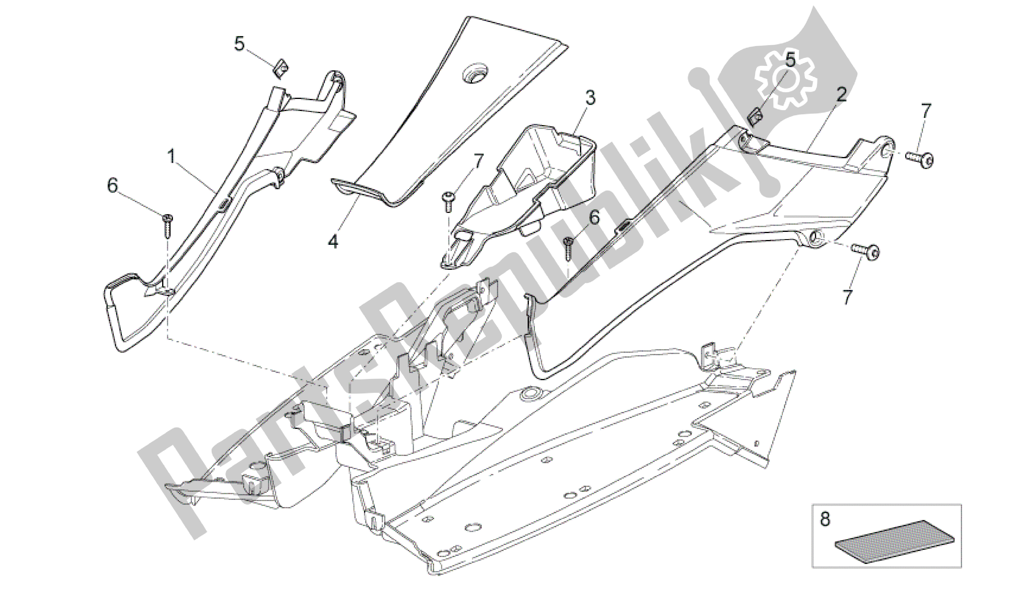 Todas las partes para Cuerpo Central I de Aprilia SR 50 2004 - 2009