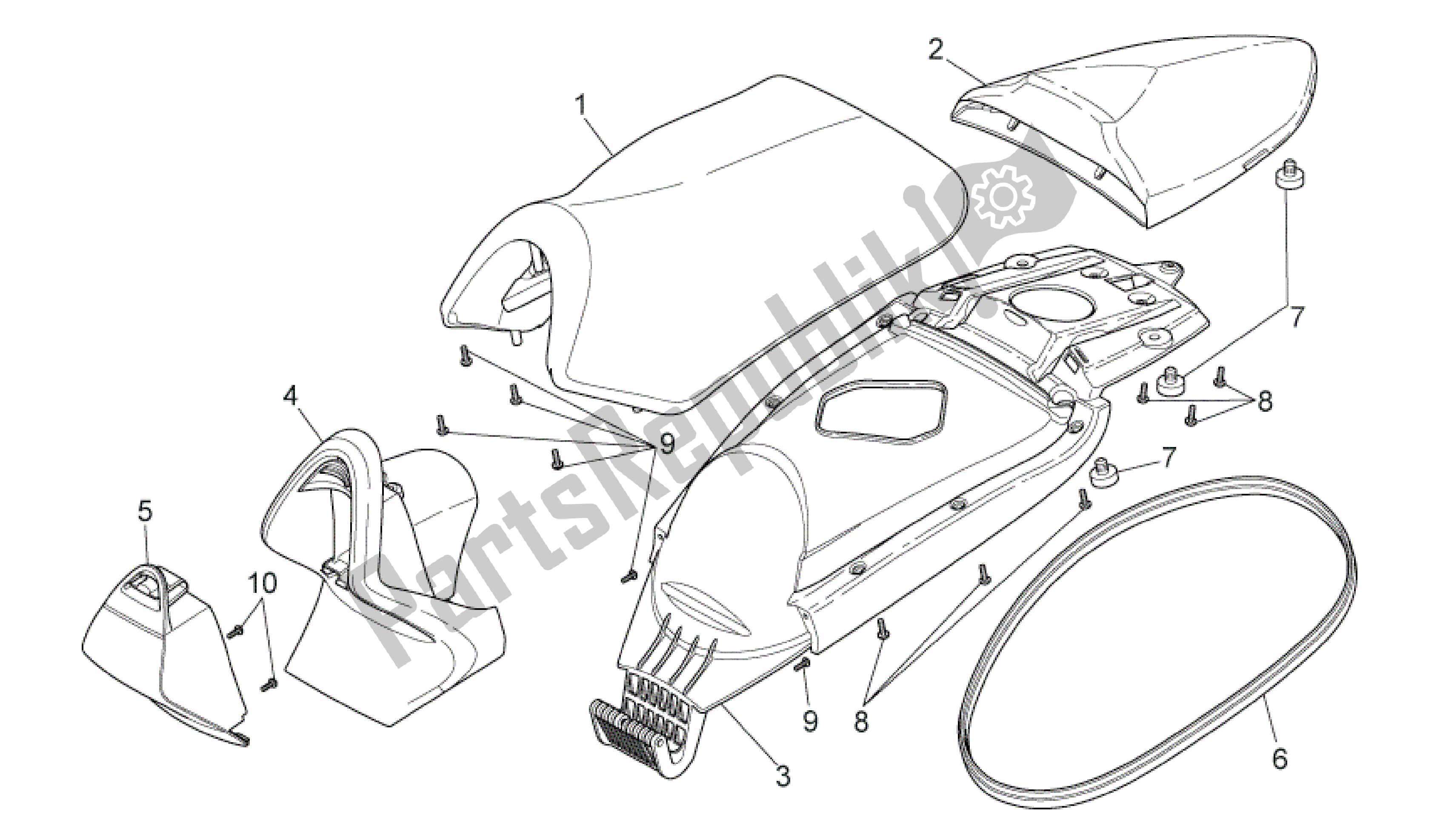 Tutte le parti per il Sella - Maniglia del Aprilia SR 50 2004 - 2009