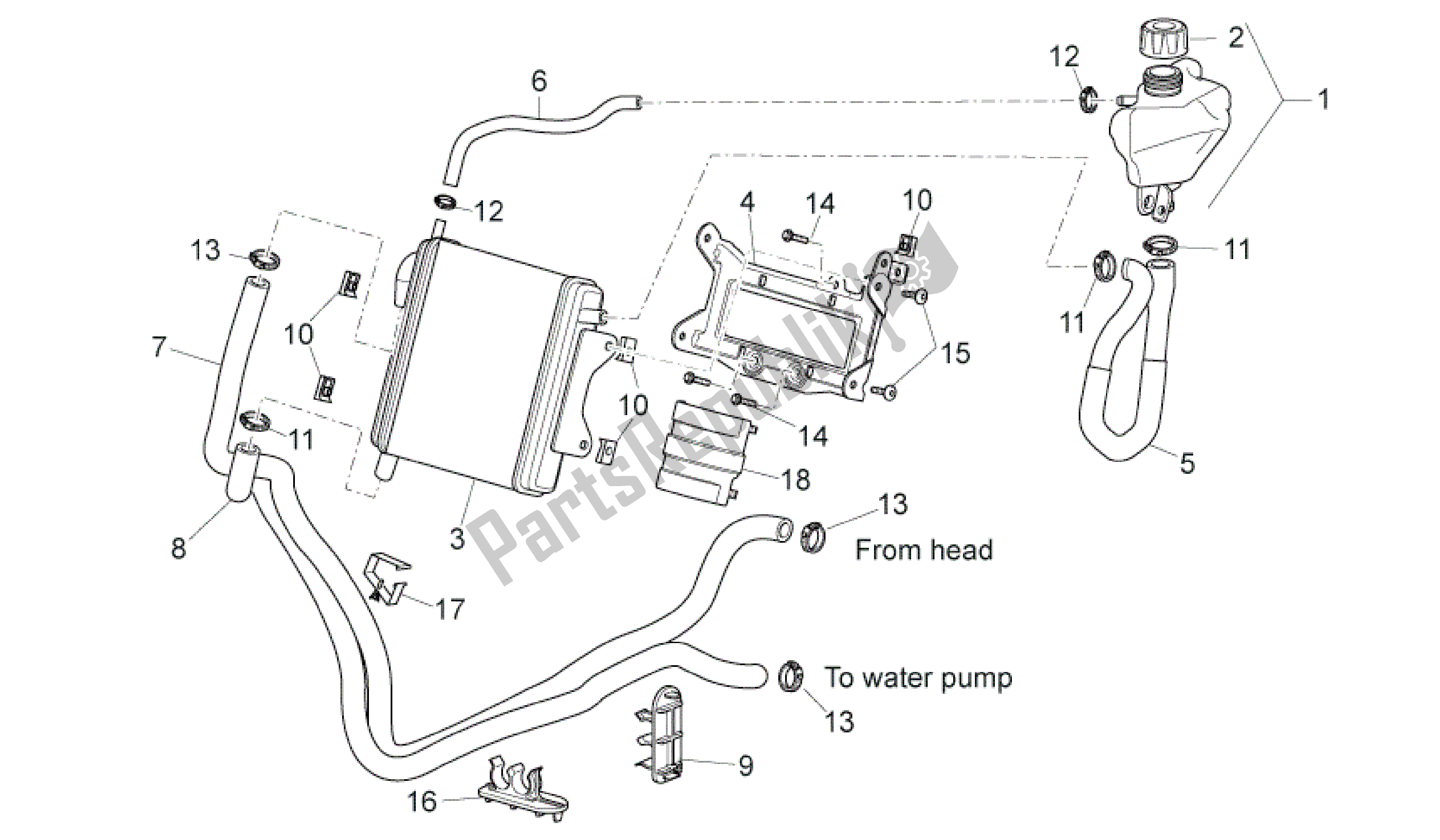 Tutte le parti per il Sistema Di Raffreddamento del Aprilia SR 50 2004 - 2009