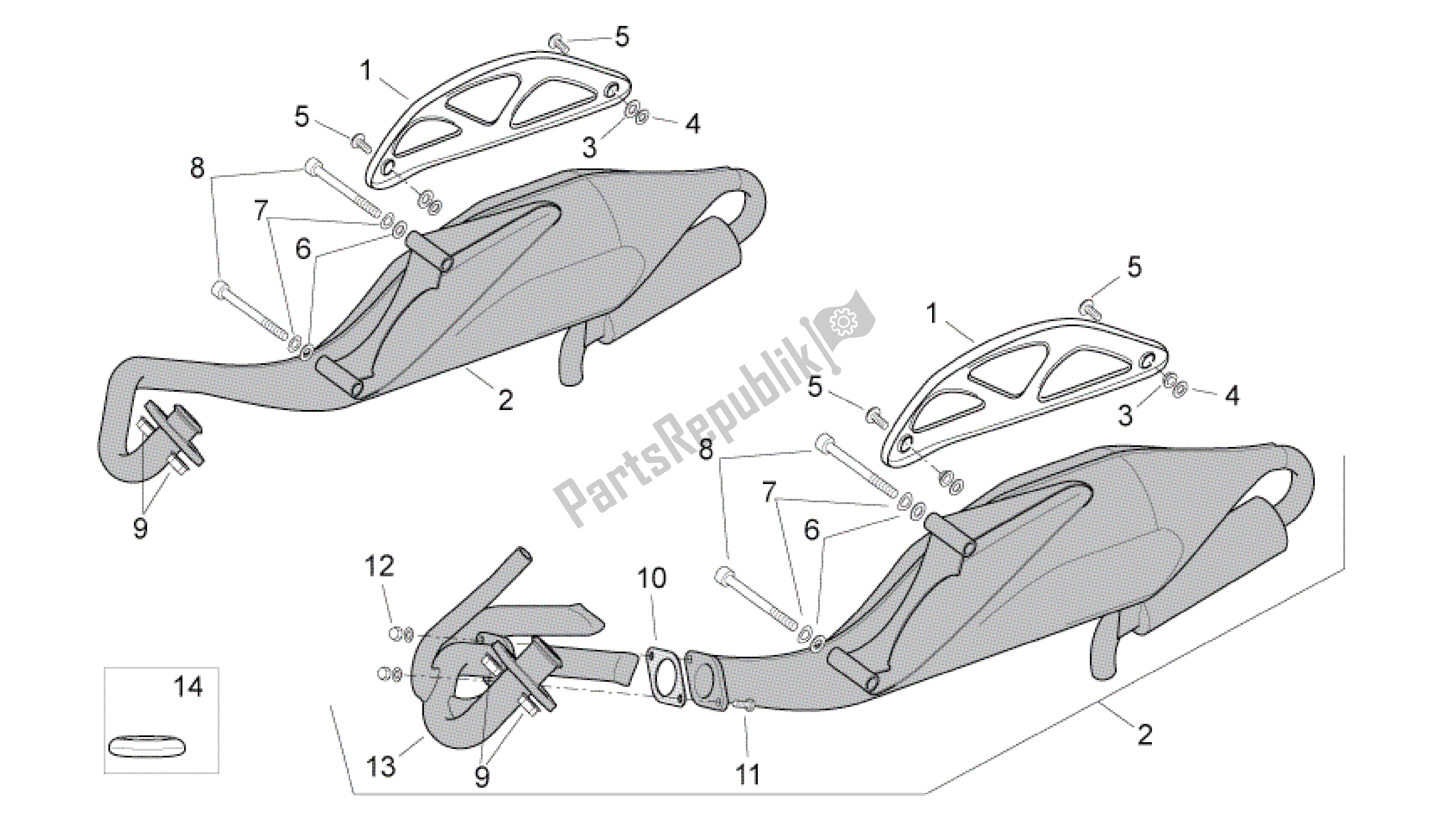 Tutte le parti per il Tubo Di Scarico del Aprilia SR 50 2004 - 2009