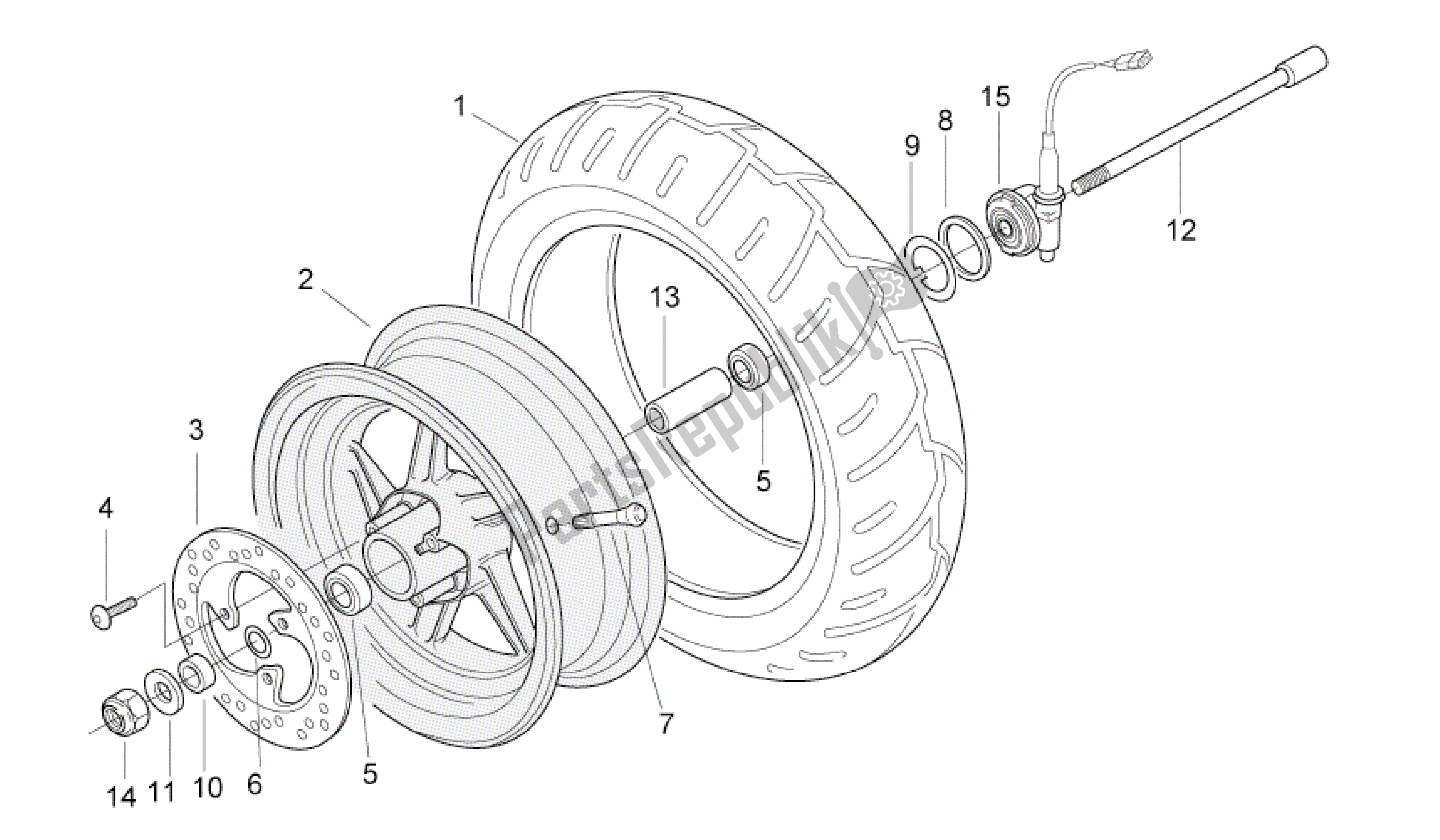 Todas as partes de Roda Da Frente do Aprilia SR 50 2004 - 2009