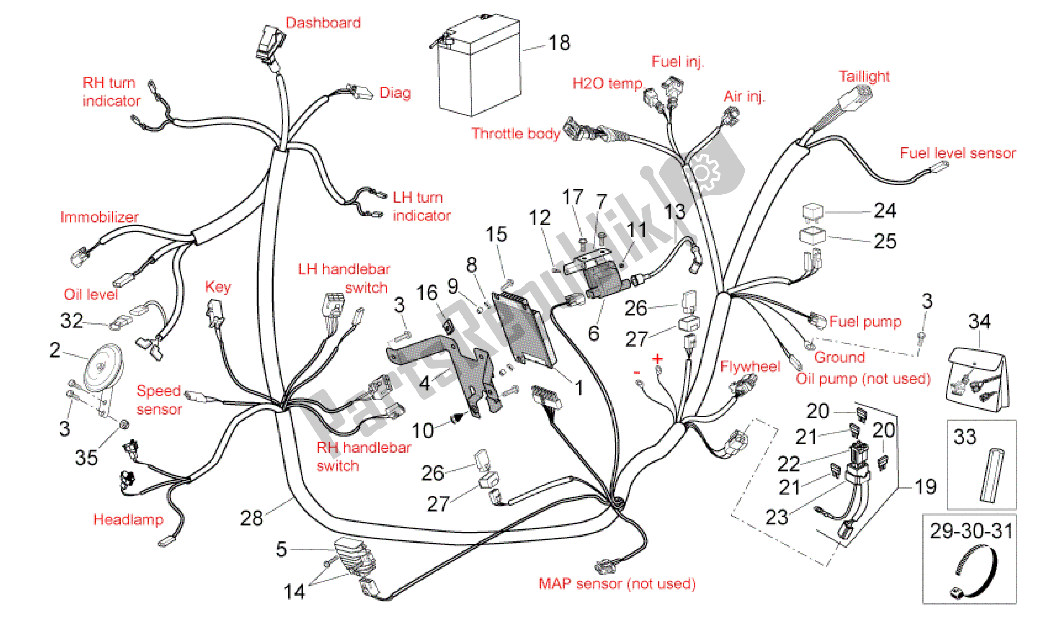 All parts for the Electrical System I of the Aprilia SR 50 2004 - 2009