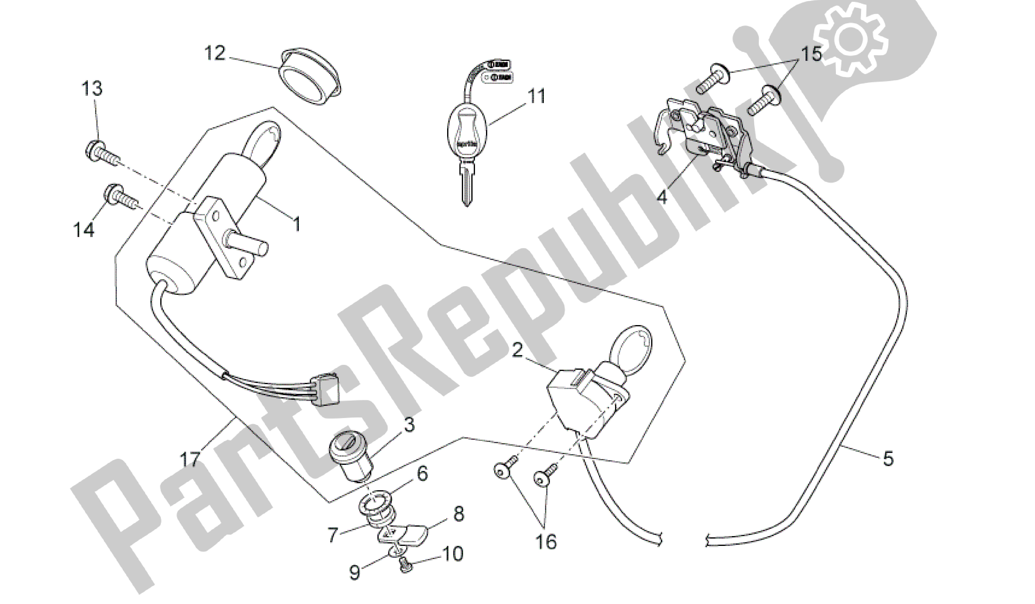 Wszystkie części do Zestaw Oku? Do Zamka Aprilia SR 50 2004 - 2009