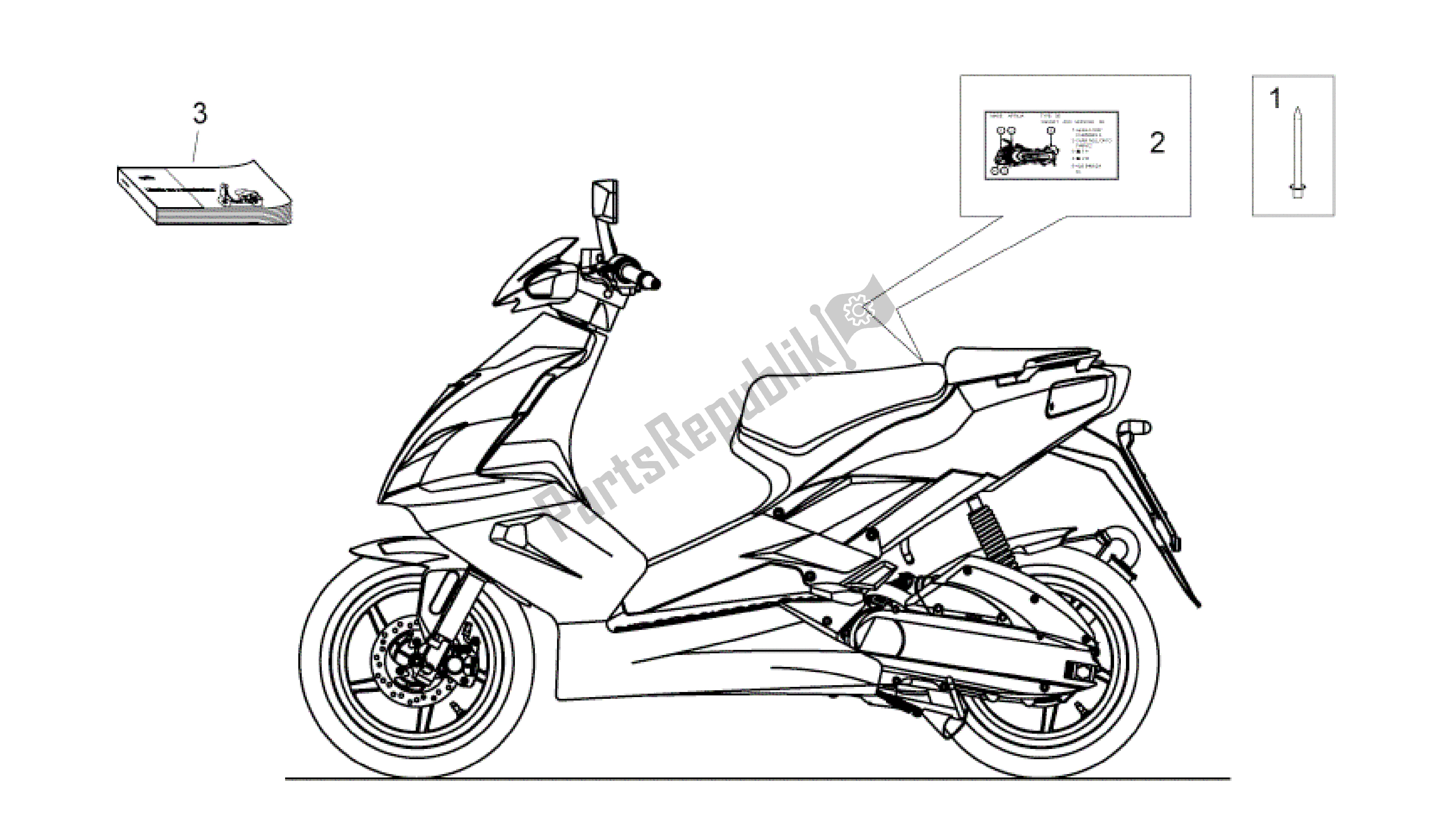 Tutte le parti per il Set Di Piastre E Manuale del Aprilia SR 50 2004 - 2009