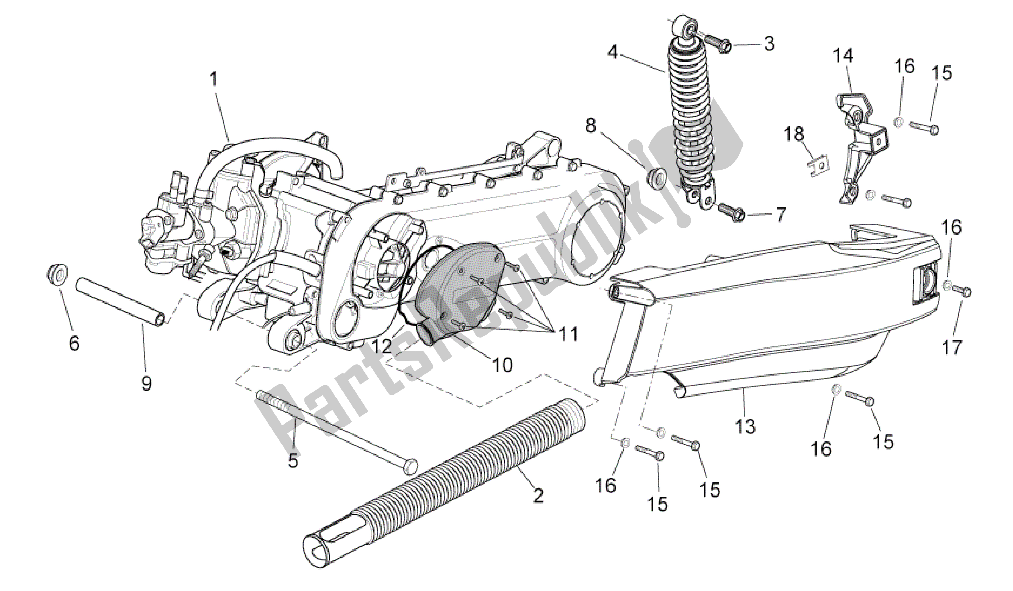 Todas as partes de Motor Eu do Aprilia SR 50 2004 - 2009