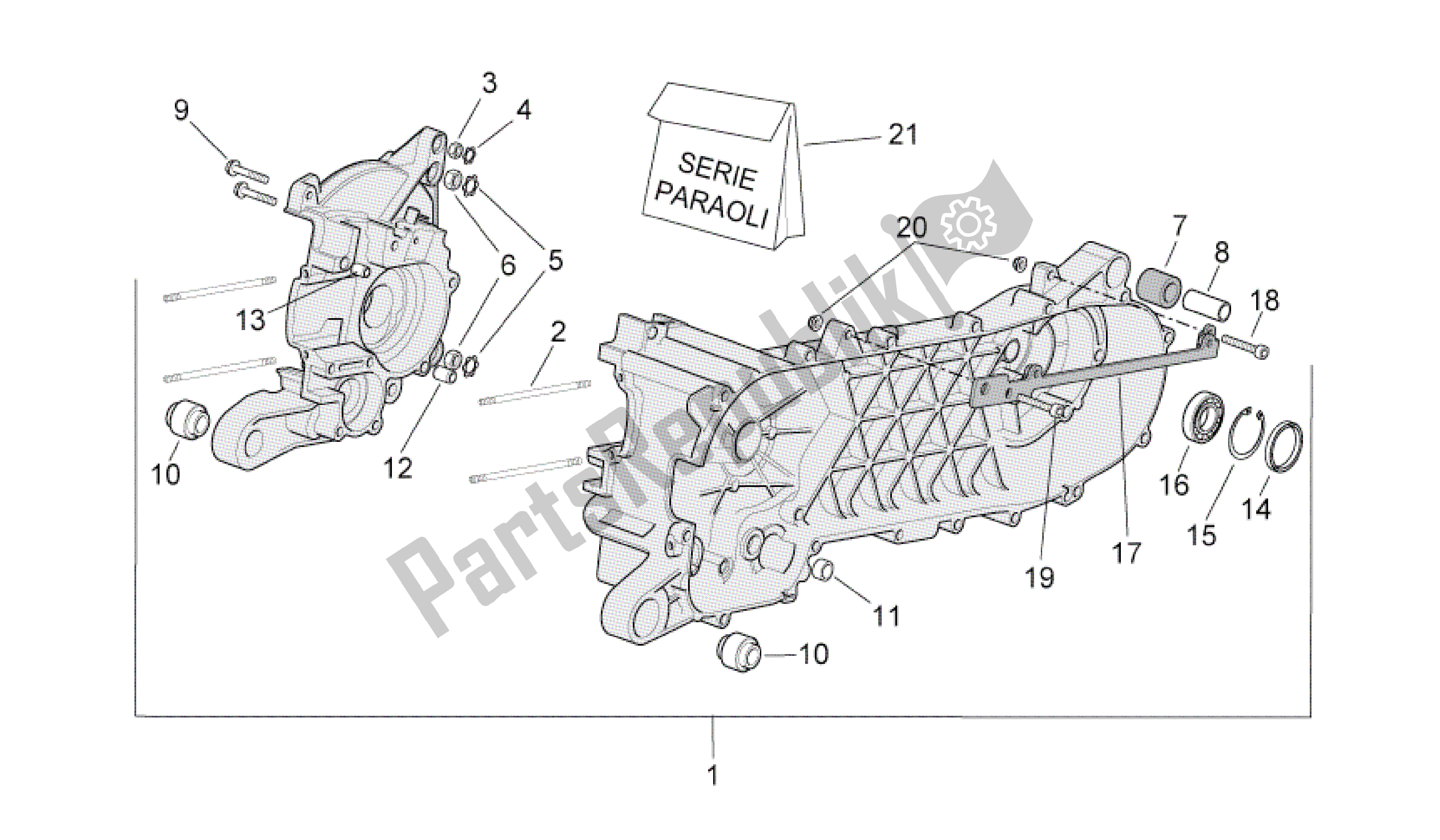 Alle onderdelen voor de Carter van de Aprilia SR 50 2004 - 2009