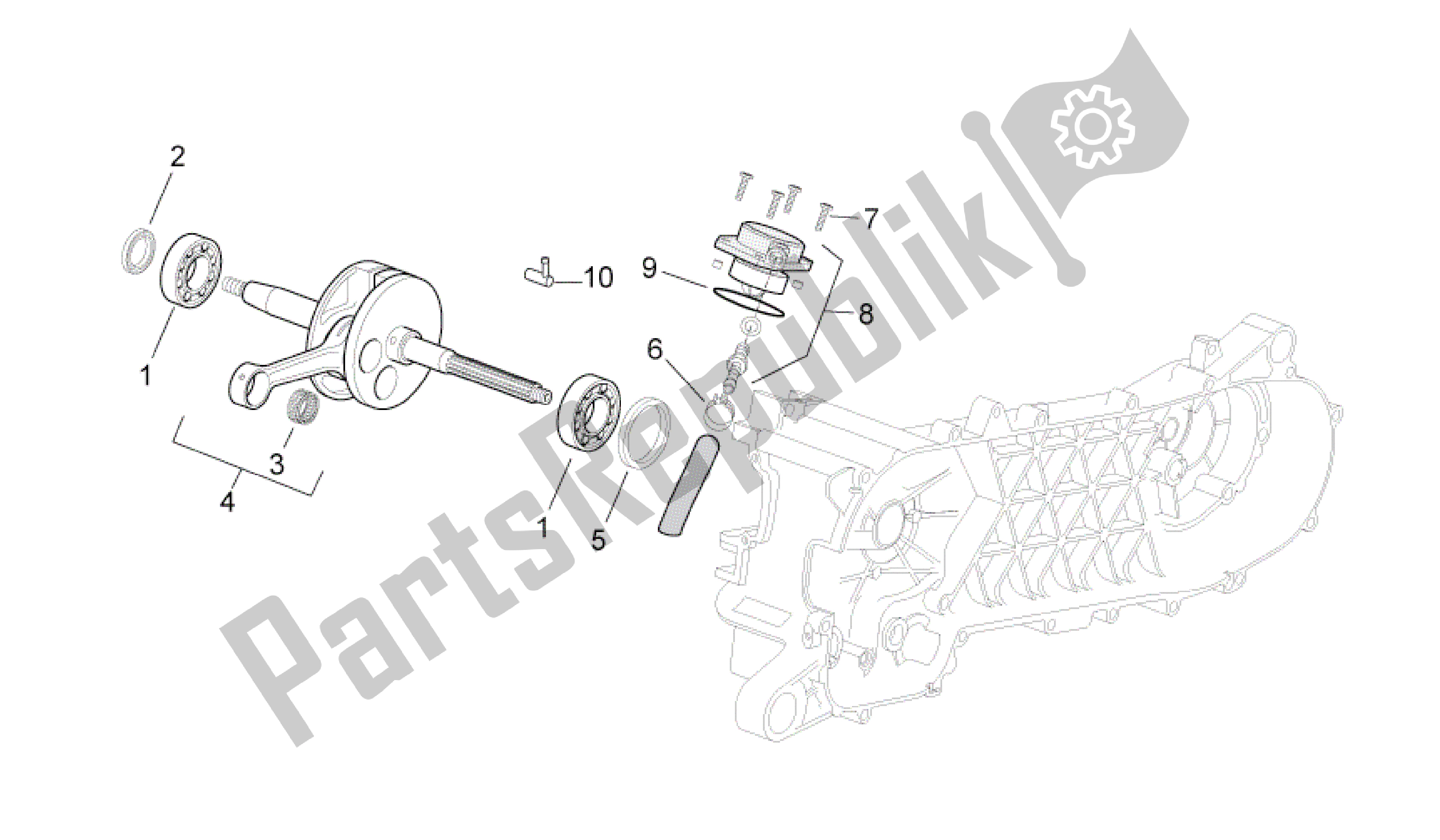 All parts for the Drive Shaft of the Aprilia SR 50 2004 - 2009