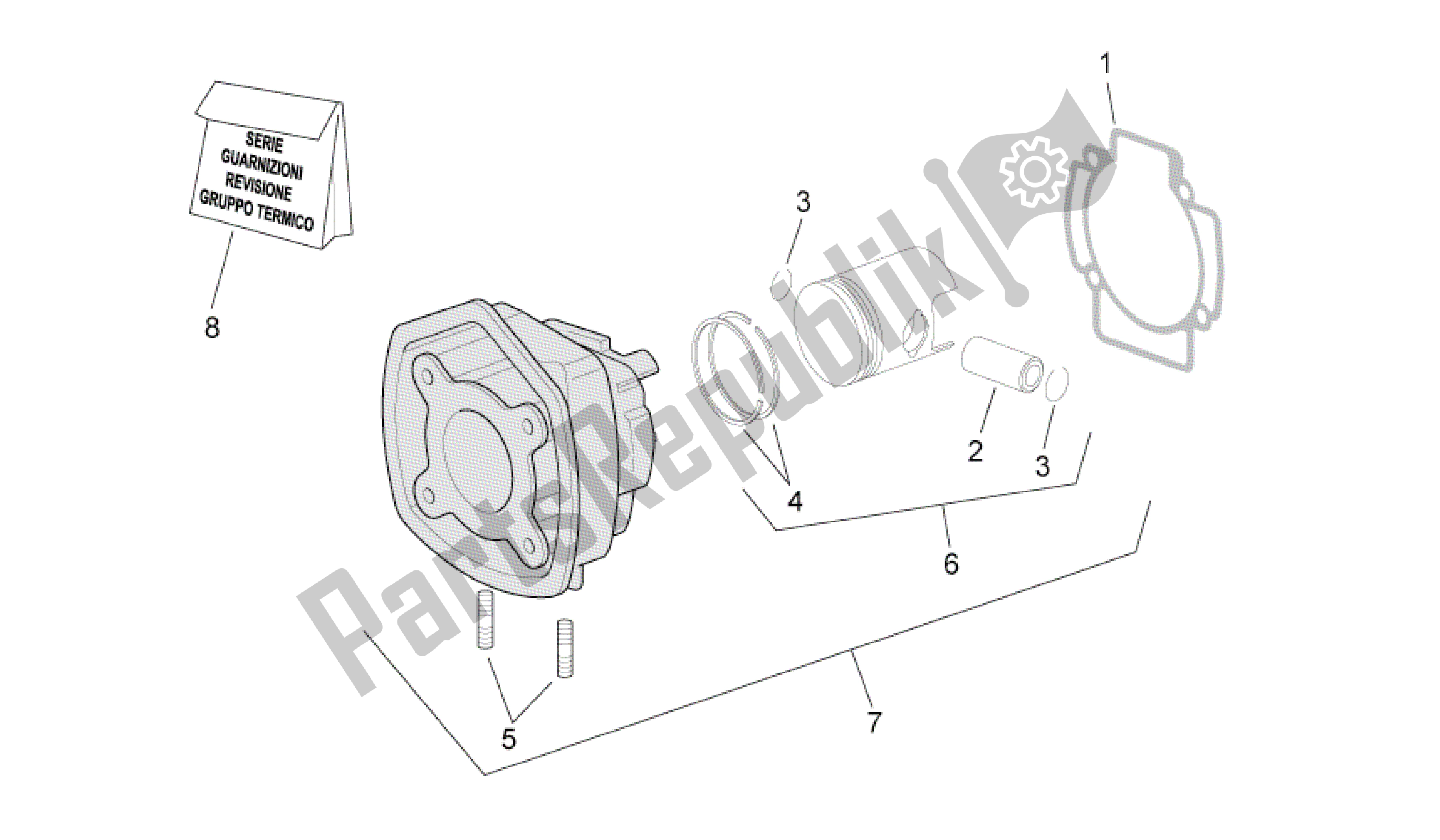 All parts for the Cylinder With Piston of the Aprilia SR 50 2004 - 2009