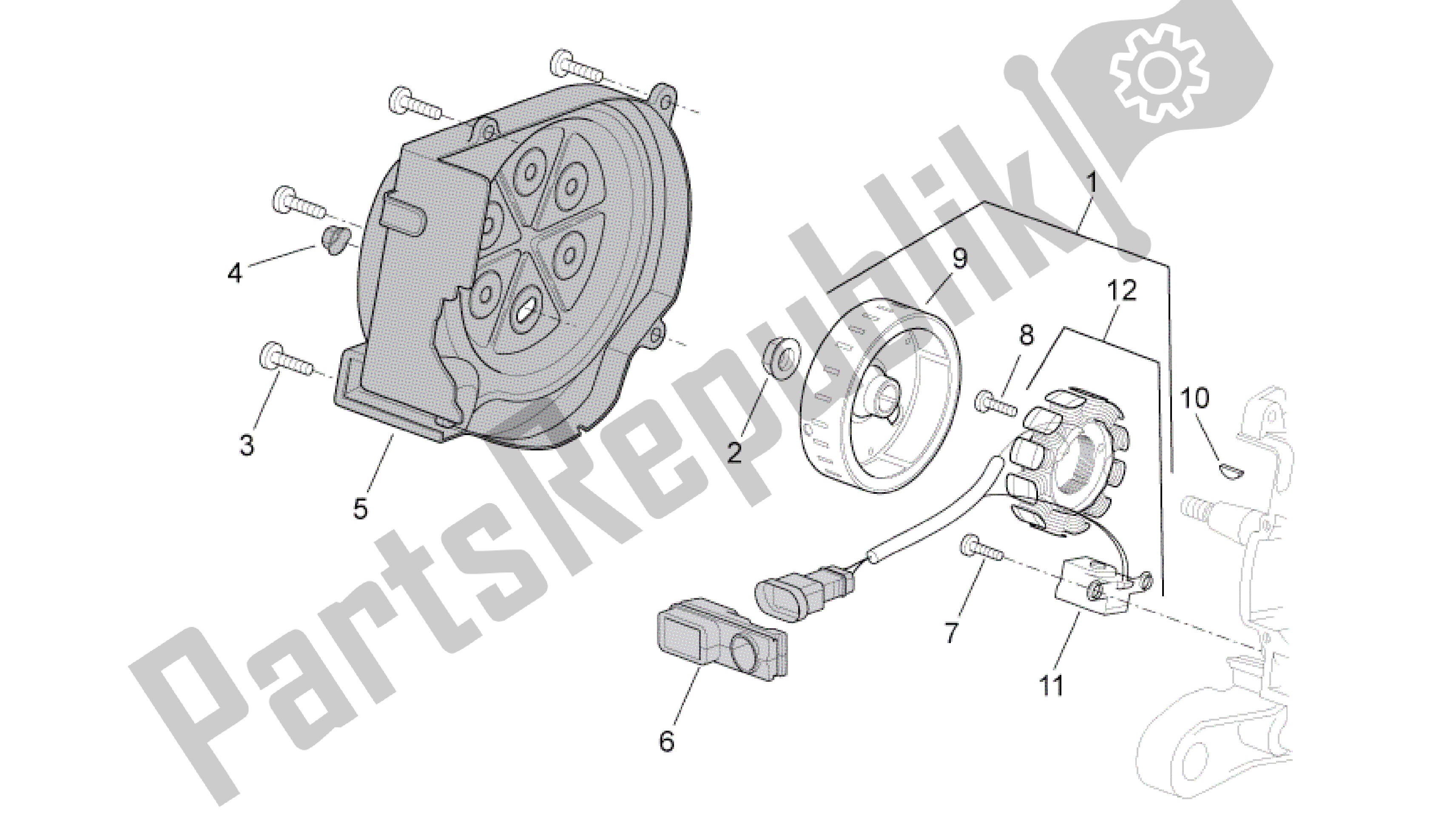 All parts for the Flywheel of the Aprilia SR 50 2004 - 2009