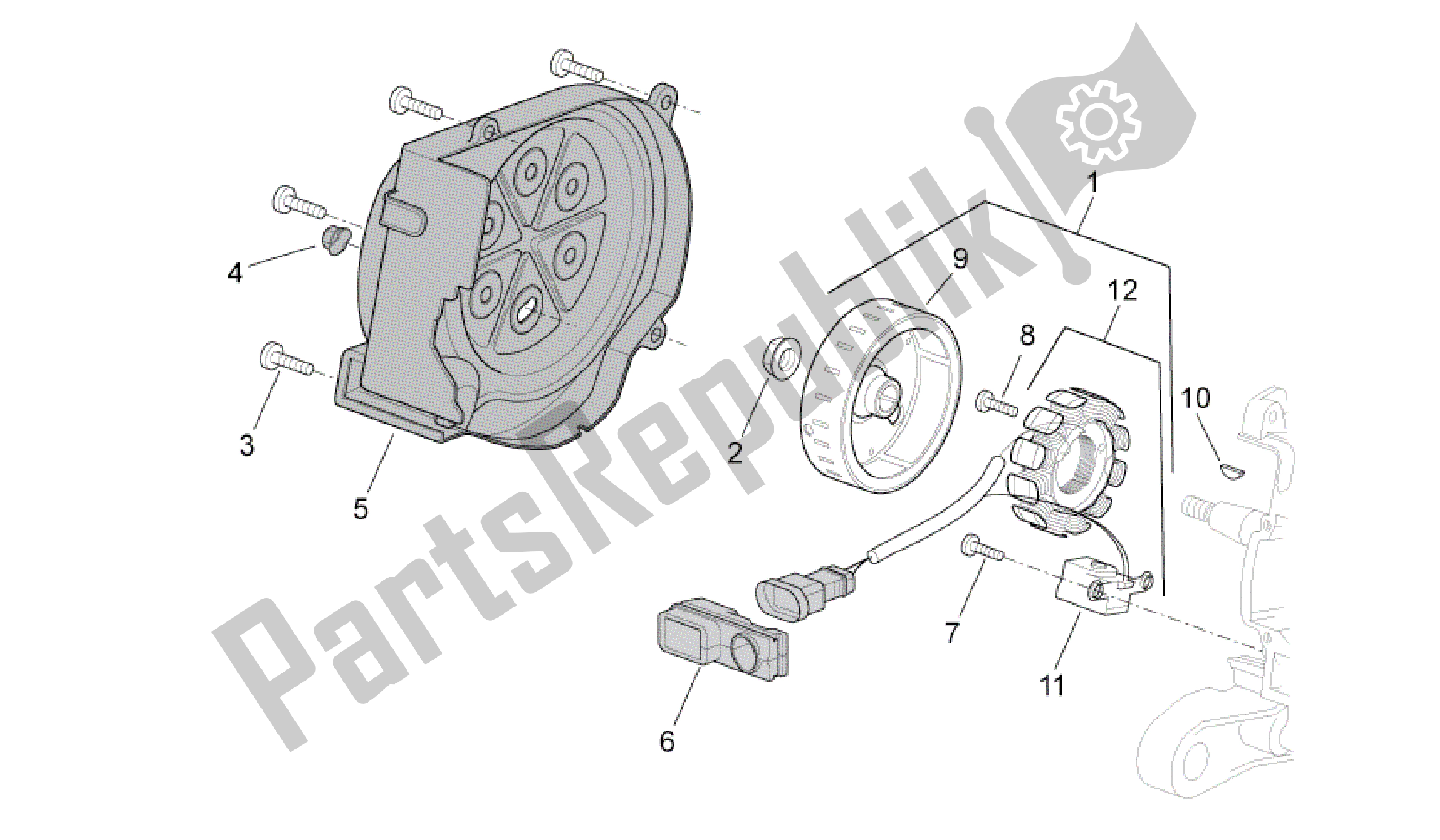 Alle onderdelen voor de Vliegwiel van de Aprilia SR 50 2004 - 2009