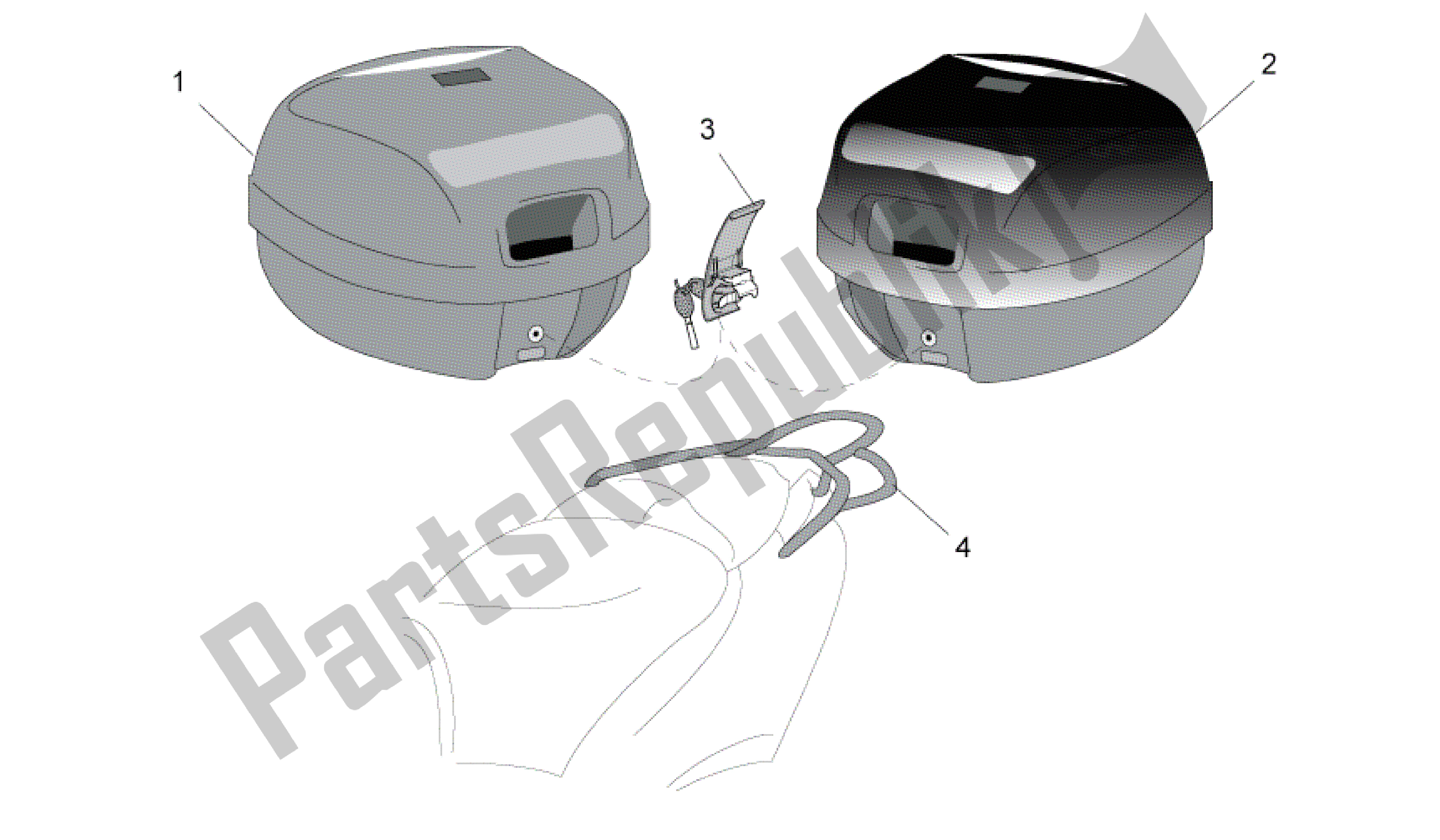 All parts for the Acc. - Top/cases, Side Cases of the Aprilia SR 50 2004 - 2009