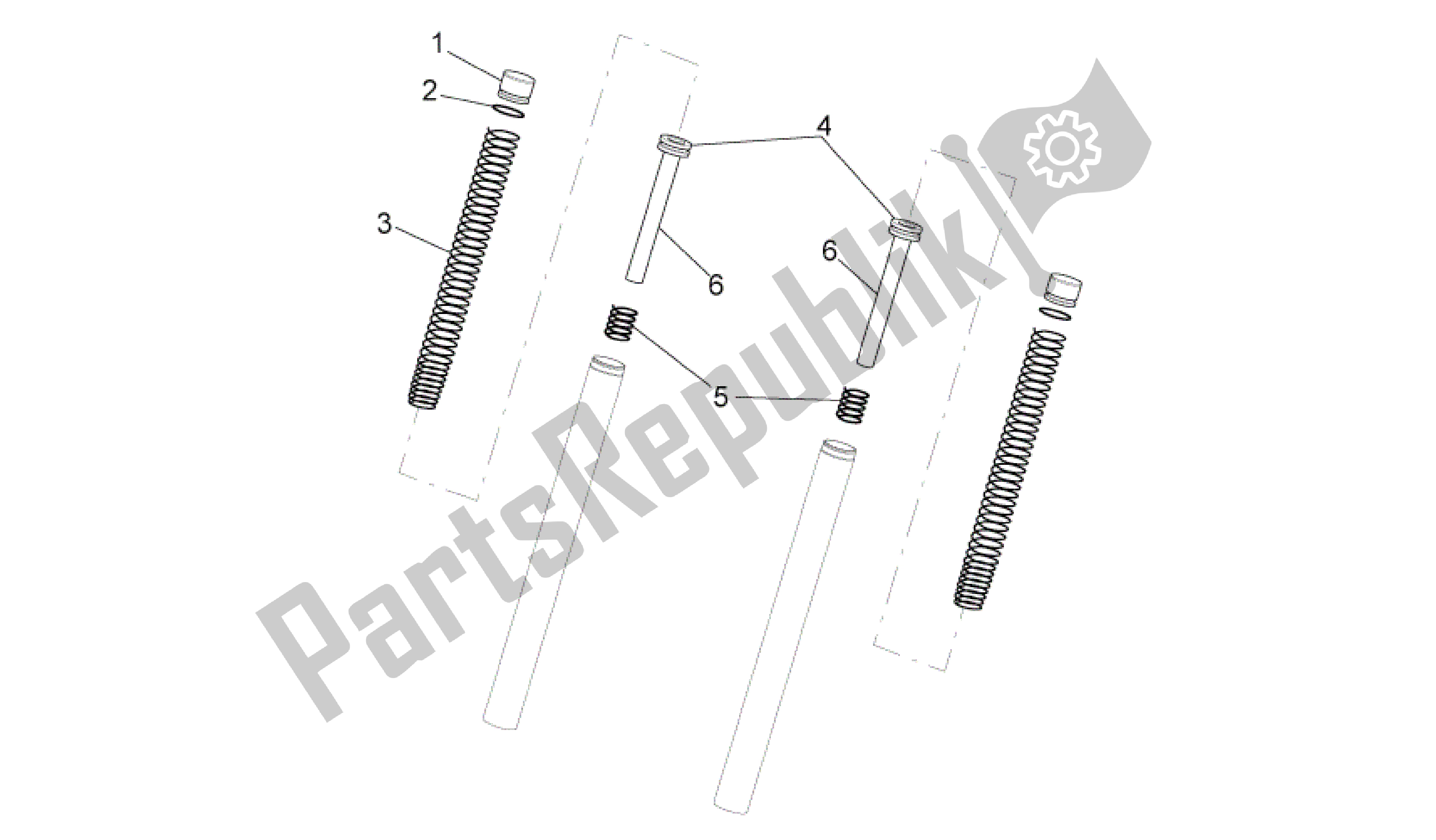 All parts for the Fork Ii of the Aprilia SR 50 2010 - 2014