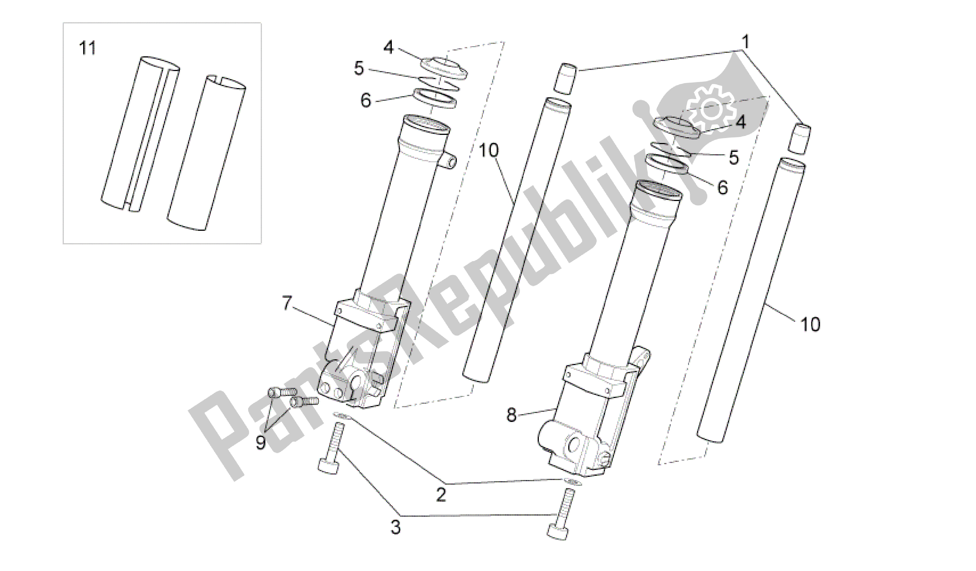 Todas las partes para Horquilla Delantera Iii de Aprilia SR 50 2010 - 2014