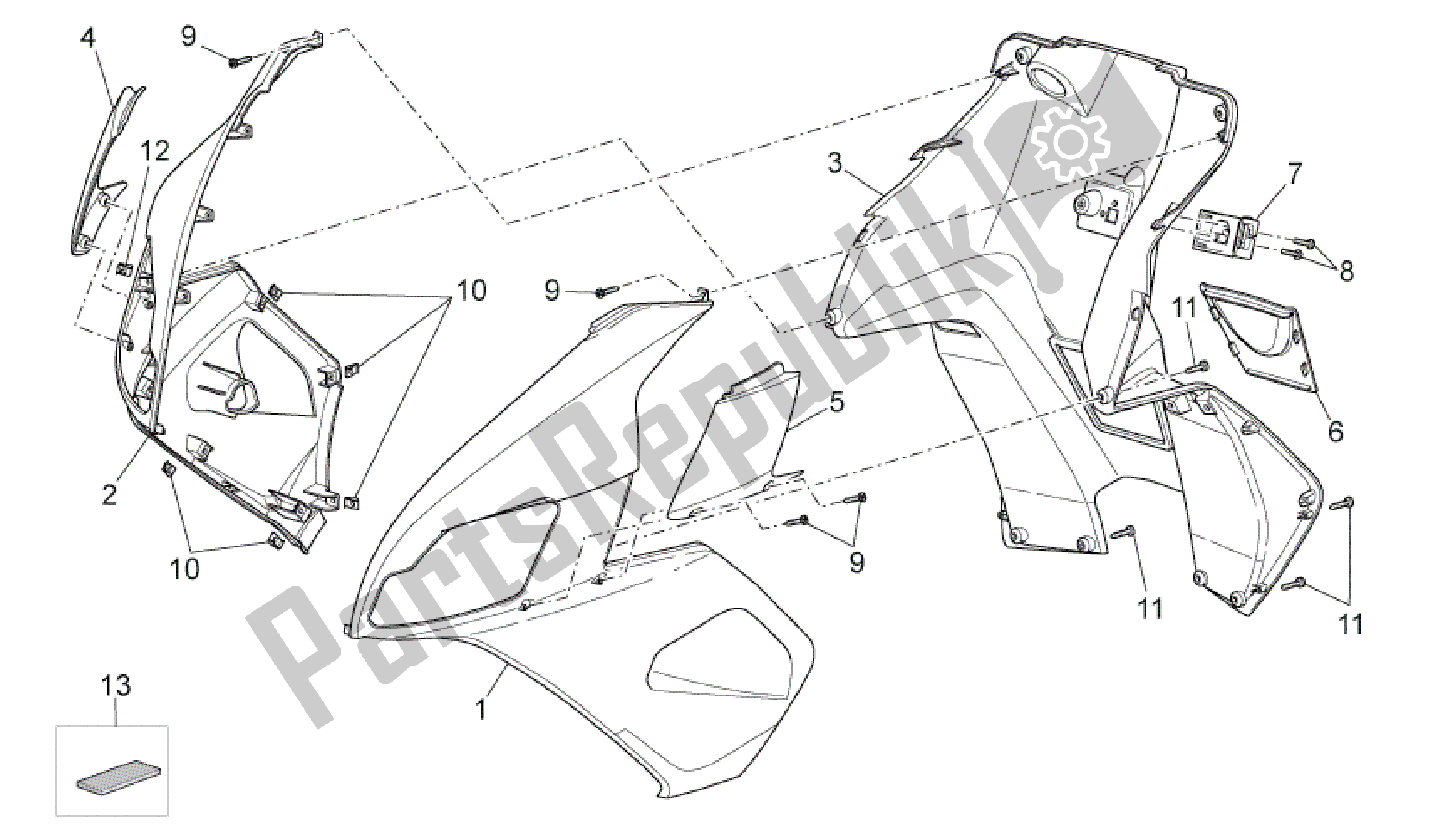 Todas las partes para Cuerpo Delantero Iii de Aprilia SR 50 2010 - 2014