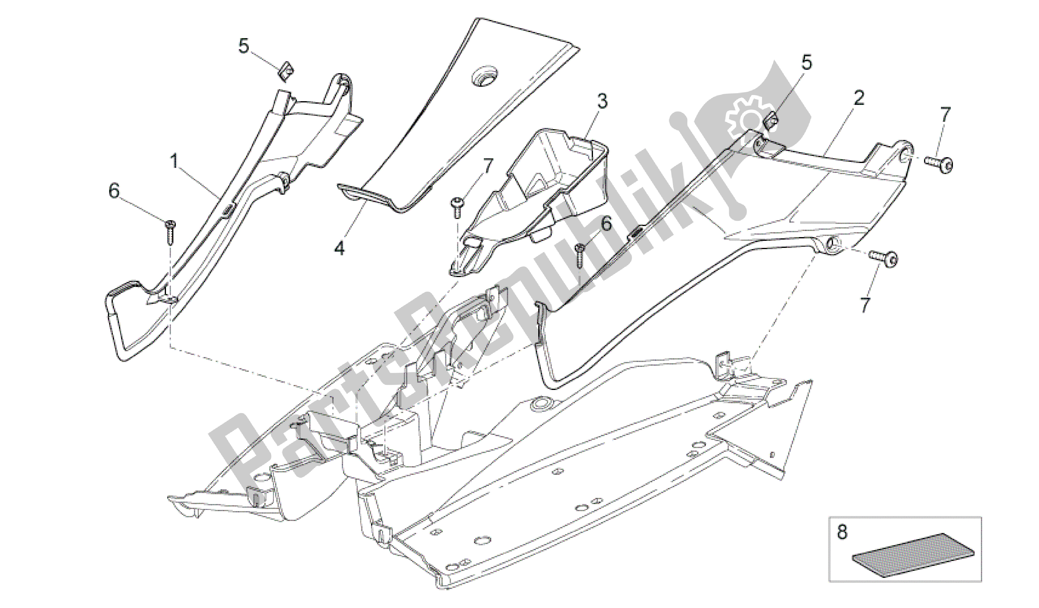 Todas as partes de Corpo Central I do Aprilia SR 50 2010 - 2014