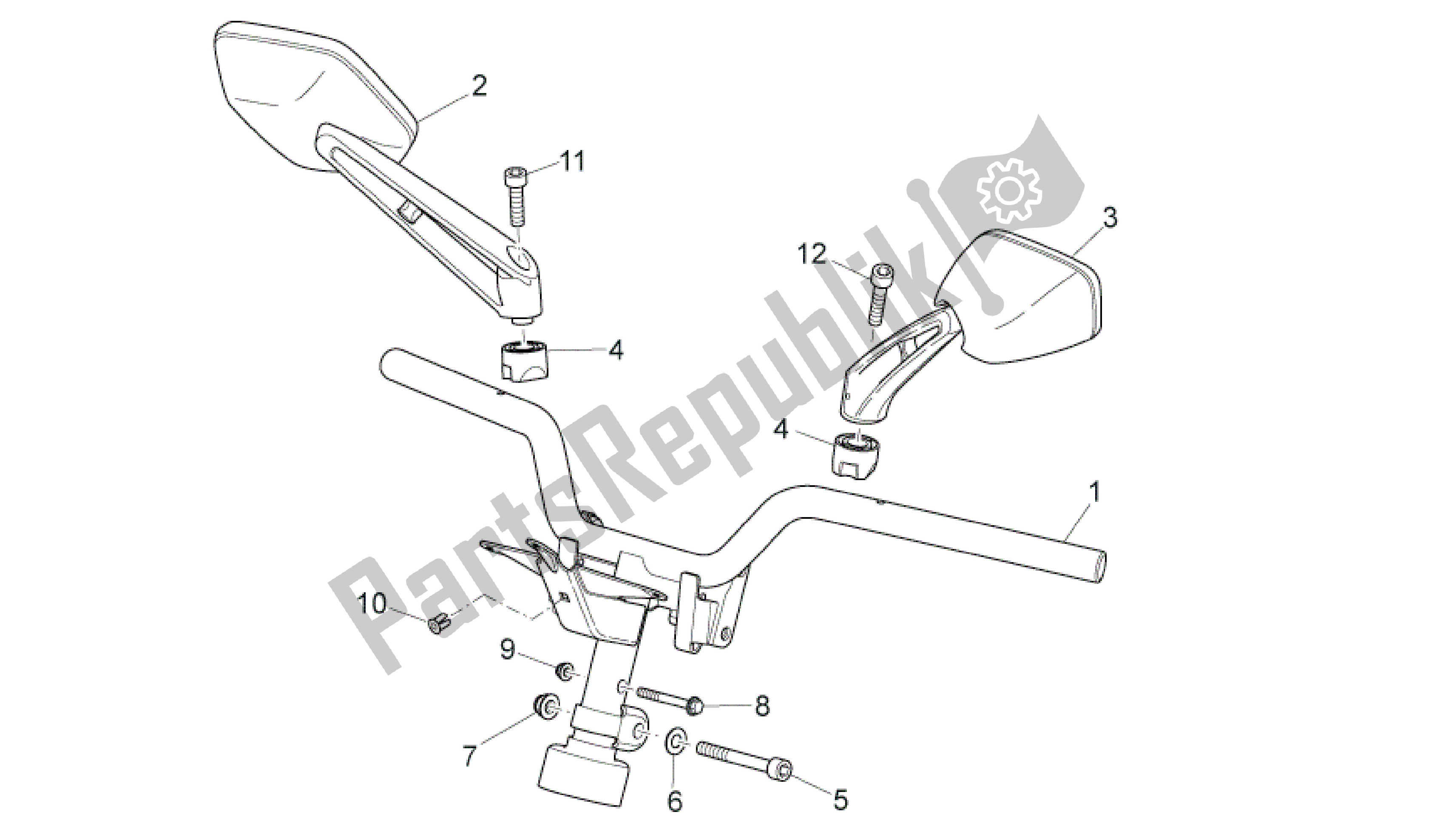 Todas as partes de Guidão do Aprilia SR 50 2010 - 2014