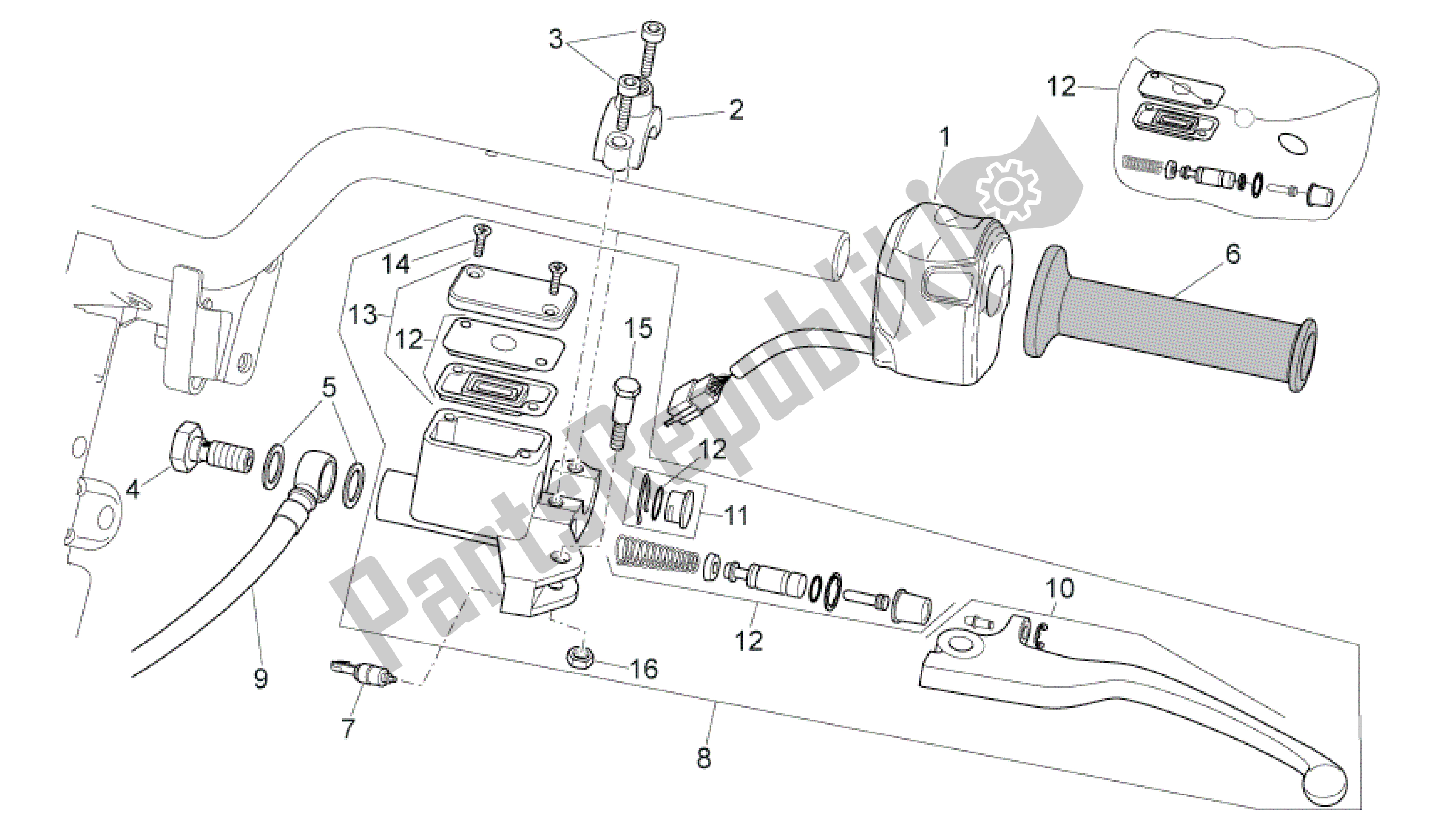 All parts for the Lh Controls of the Aprilia SR 50 2010 - 2014