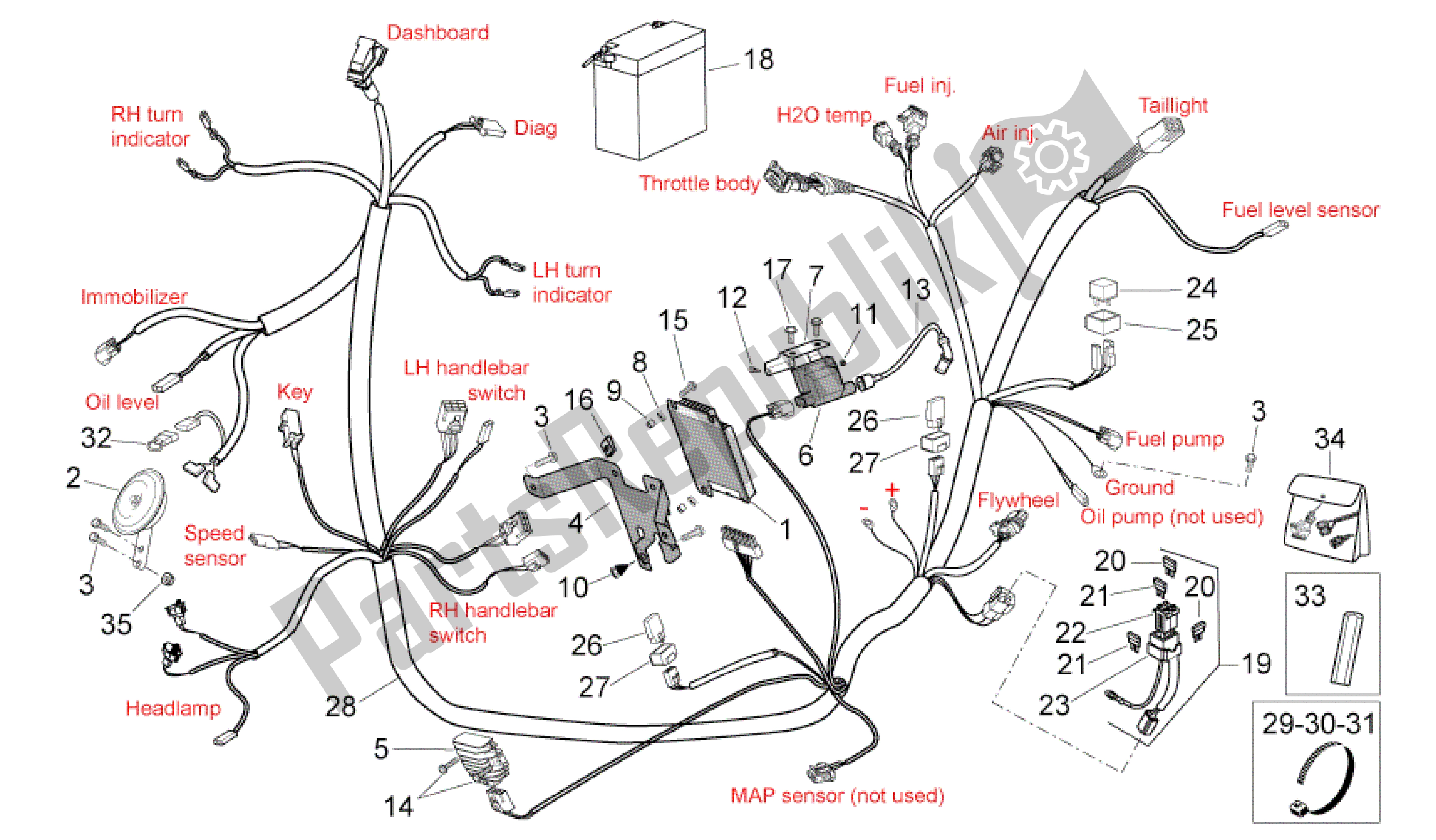 All parts for the Electrical System I of the Aprilia SR 50 2010 - 2014