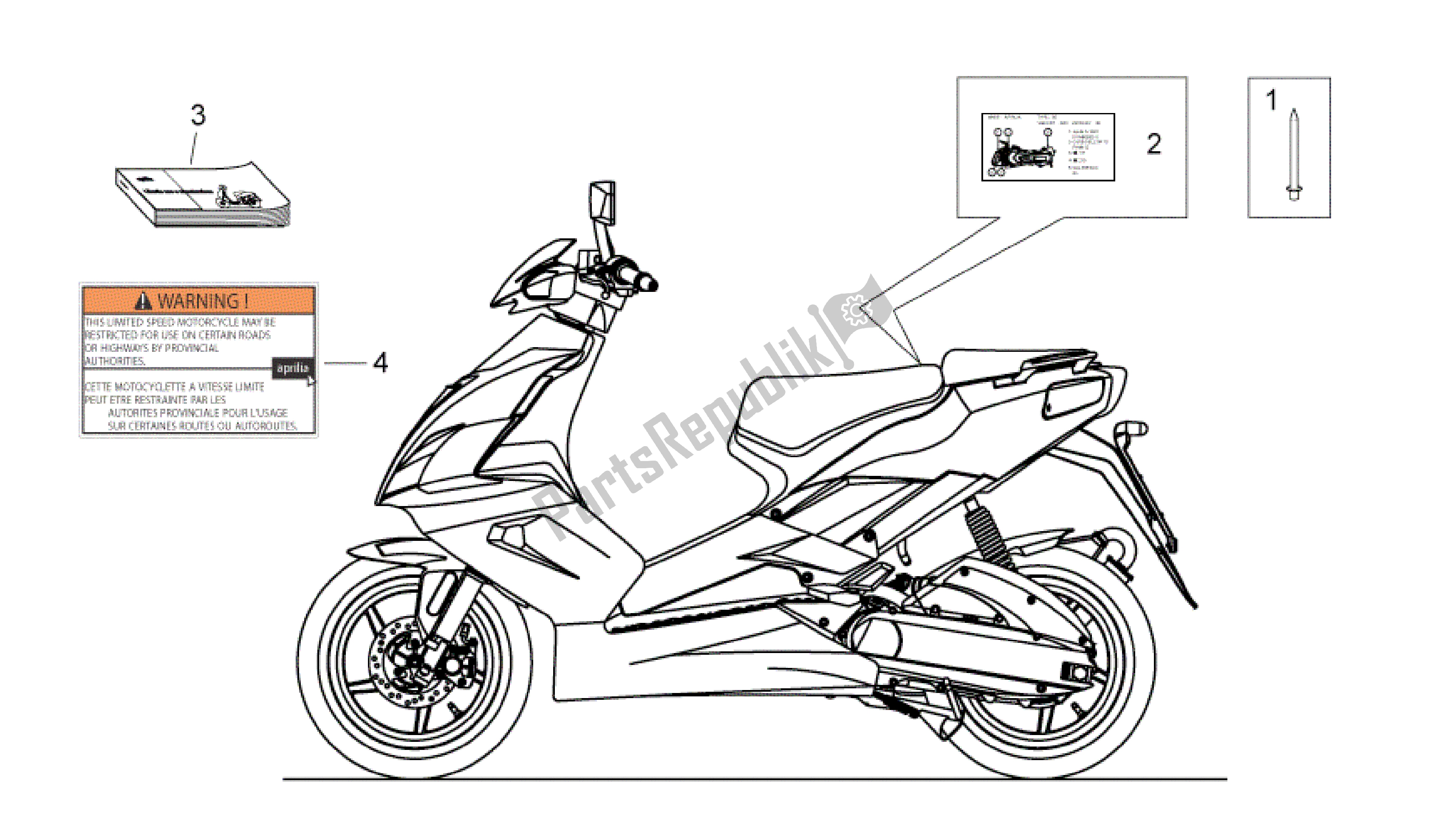 Tutte le parti per il Set Di Piastre E Manuale del Aprilia SR 50 2010 - 2014