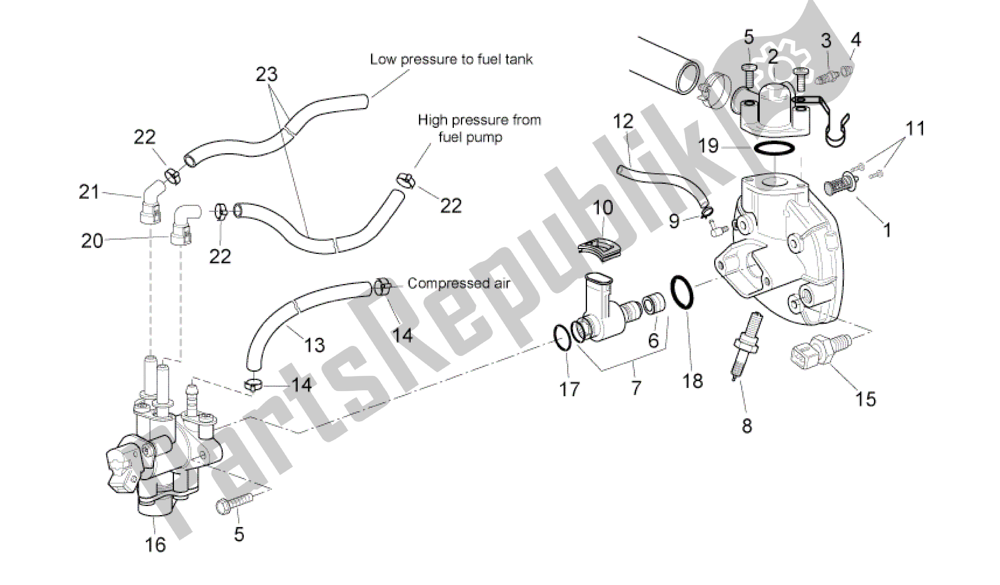 All parts for the Injection Unit of the Aprilia SR 50 2010 - 2014